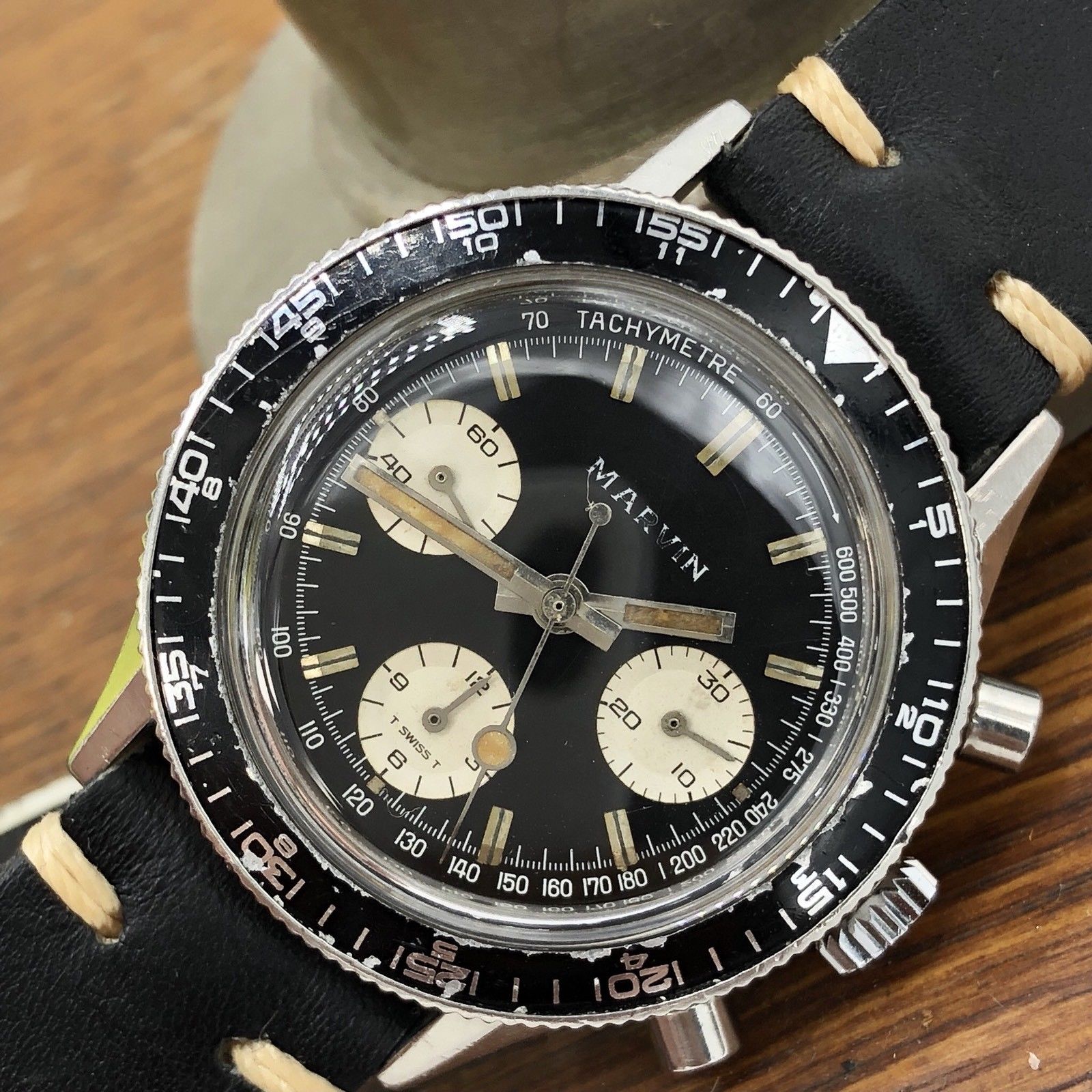 Vintage Mrvian reserve Panda Diver Chronograph landern 349 large
