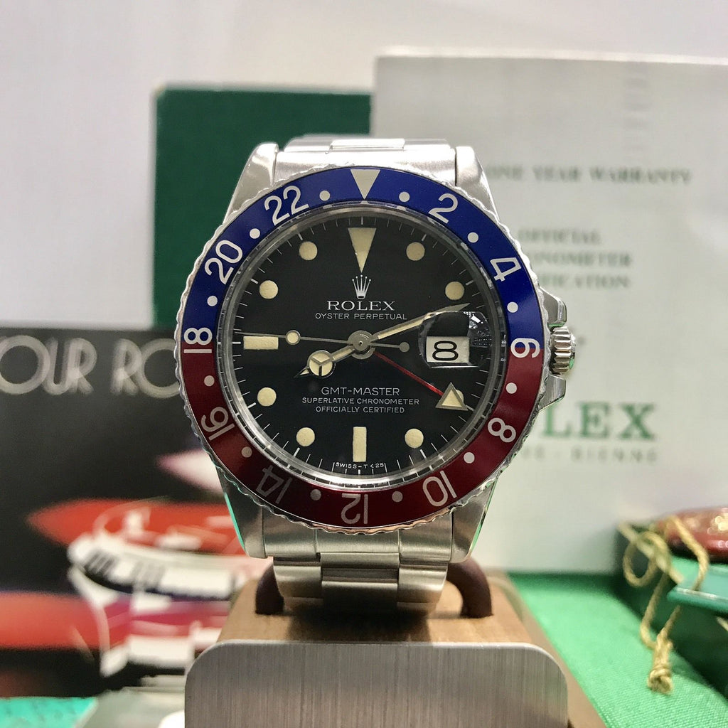Vintage Rolex 1675 GMT Master Pepsi untouched 1978’s box and Punched paper set