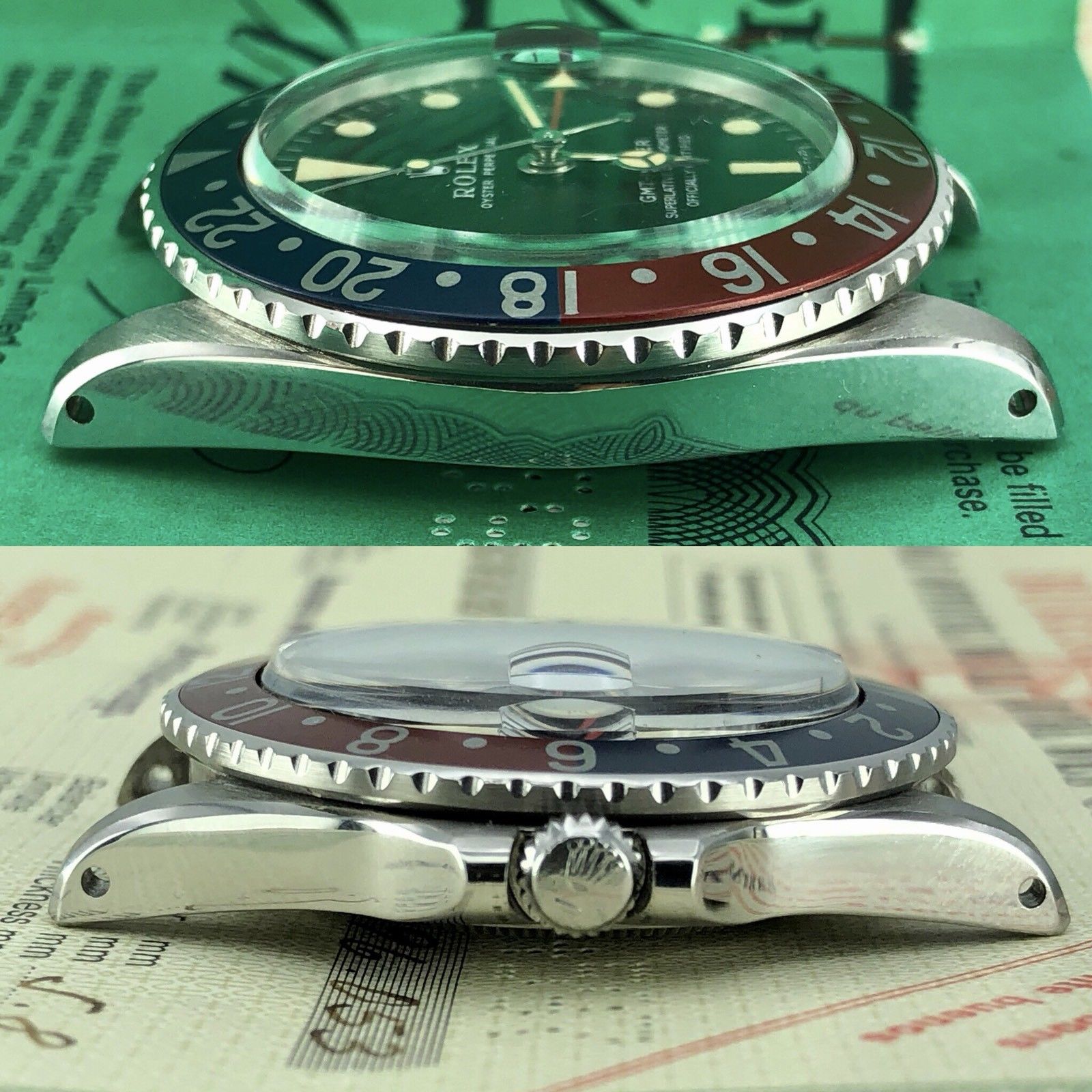 Vintage Rolex GMT Master 1675 Mk1 Dial Full Set Double Punch Papers Box 1968