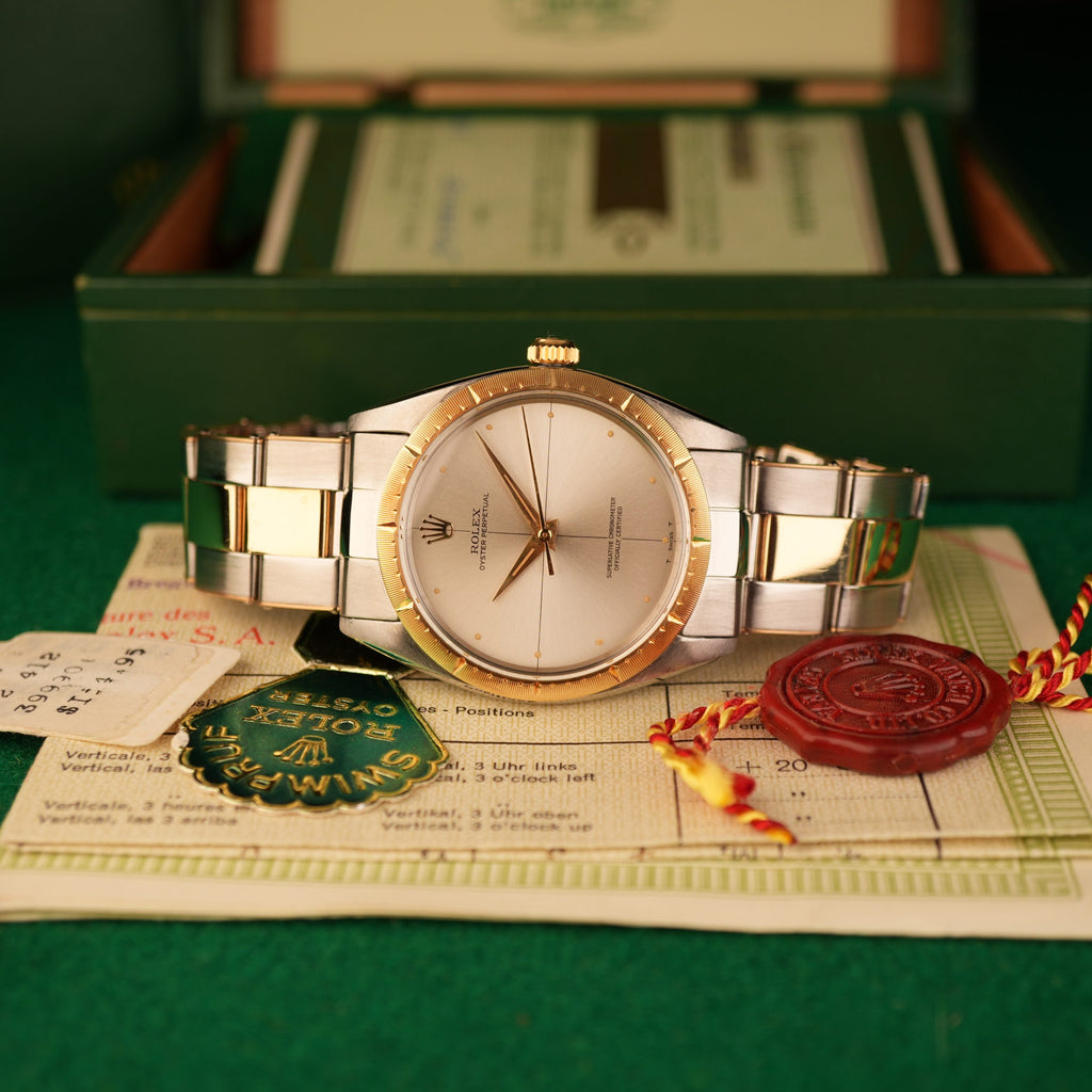 1964 NOS Rolex Oyster Perpetual Zephyr 1008 New Old Stock Steel and Yellow Gold Full Set