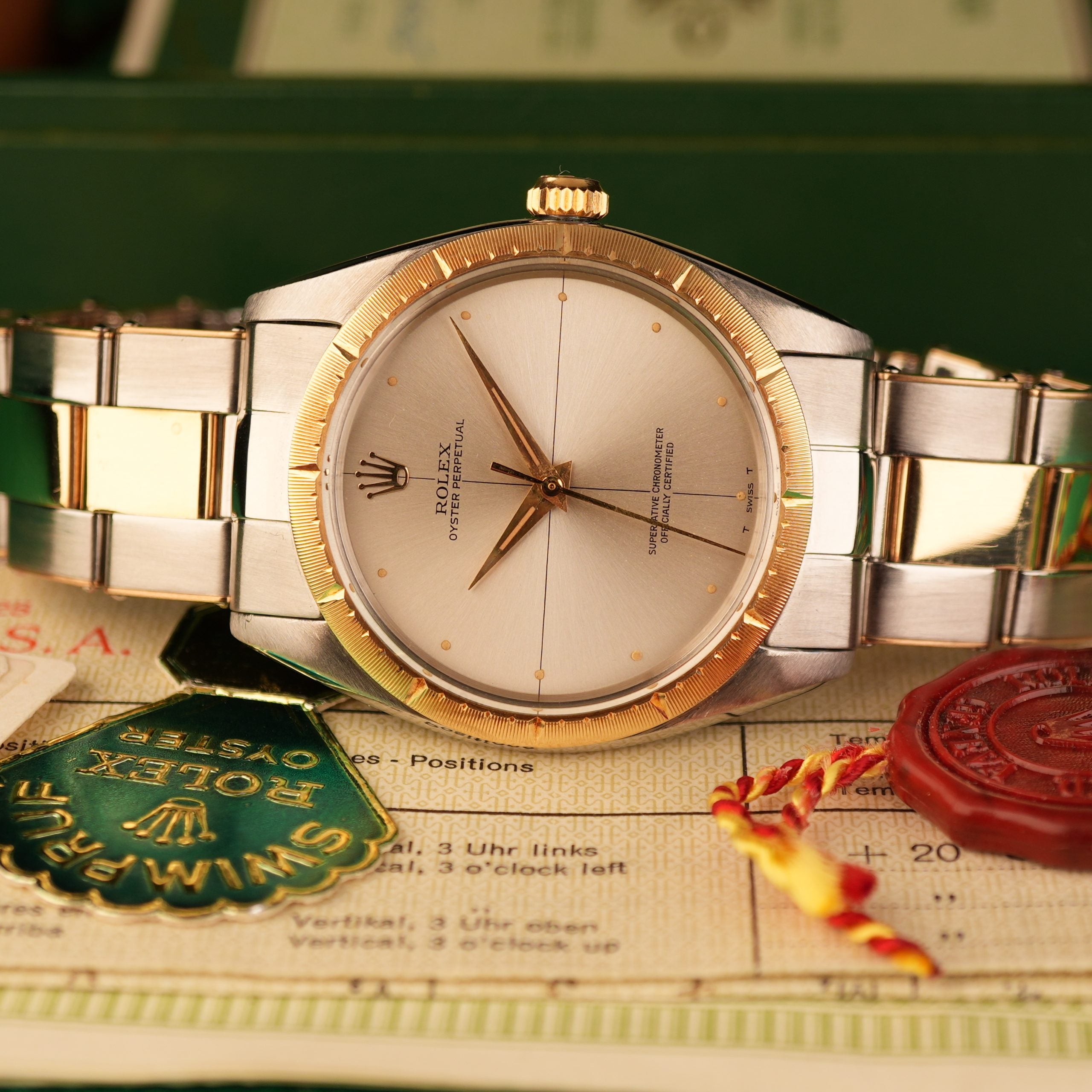 1964 NOS Rolex Oyster Perpetual Zephyr 1008 New Old Stock Steel and Yellow Gold Full Set