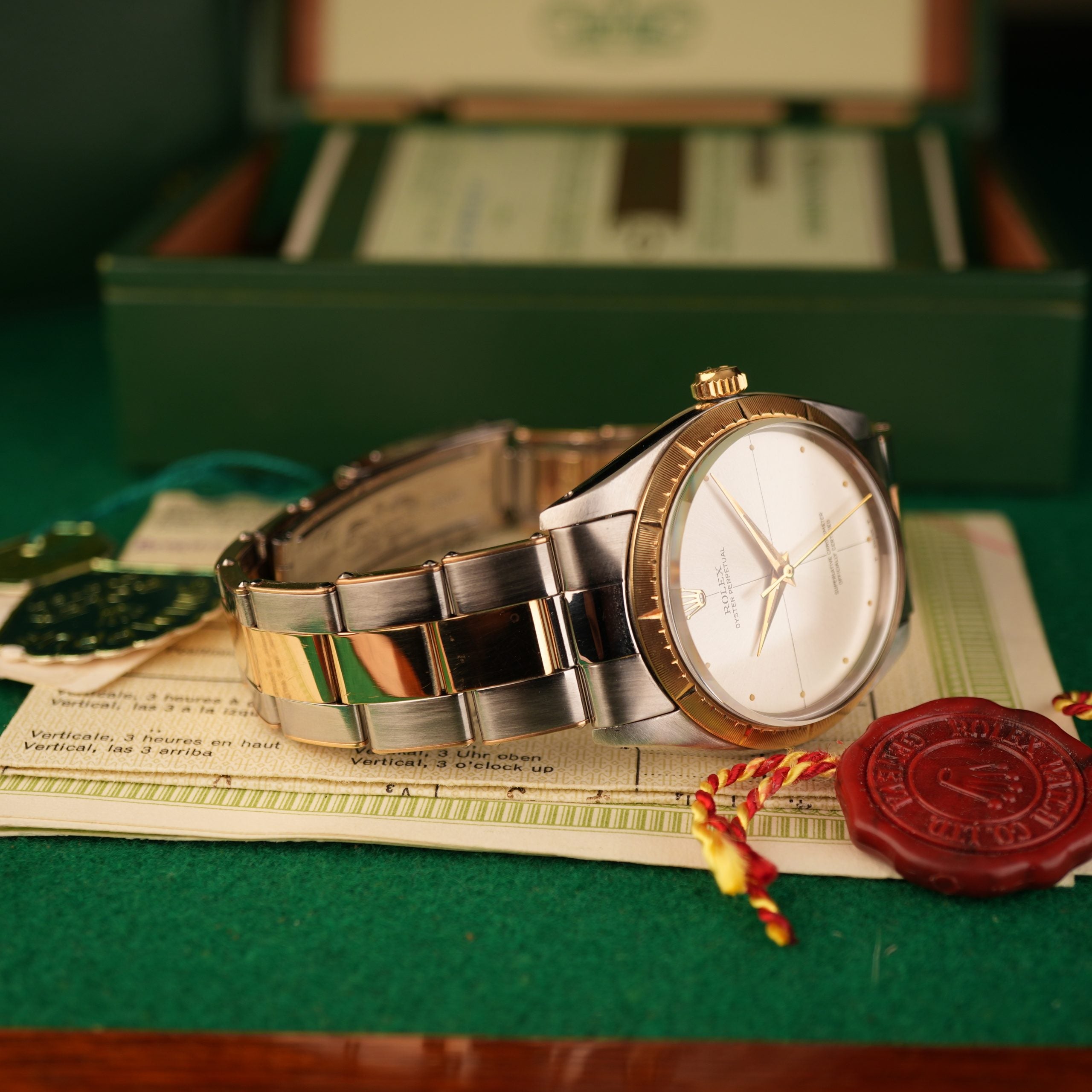 1964 NOS Rolex Oyster Perpetual Zephyr 1008 New Old Stock Steel and Yellow Gold Full Set