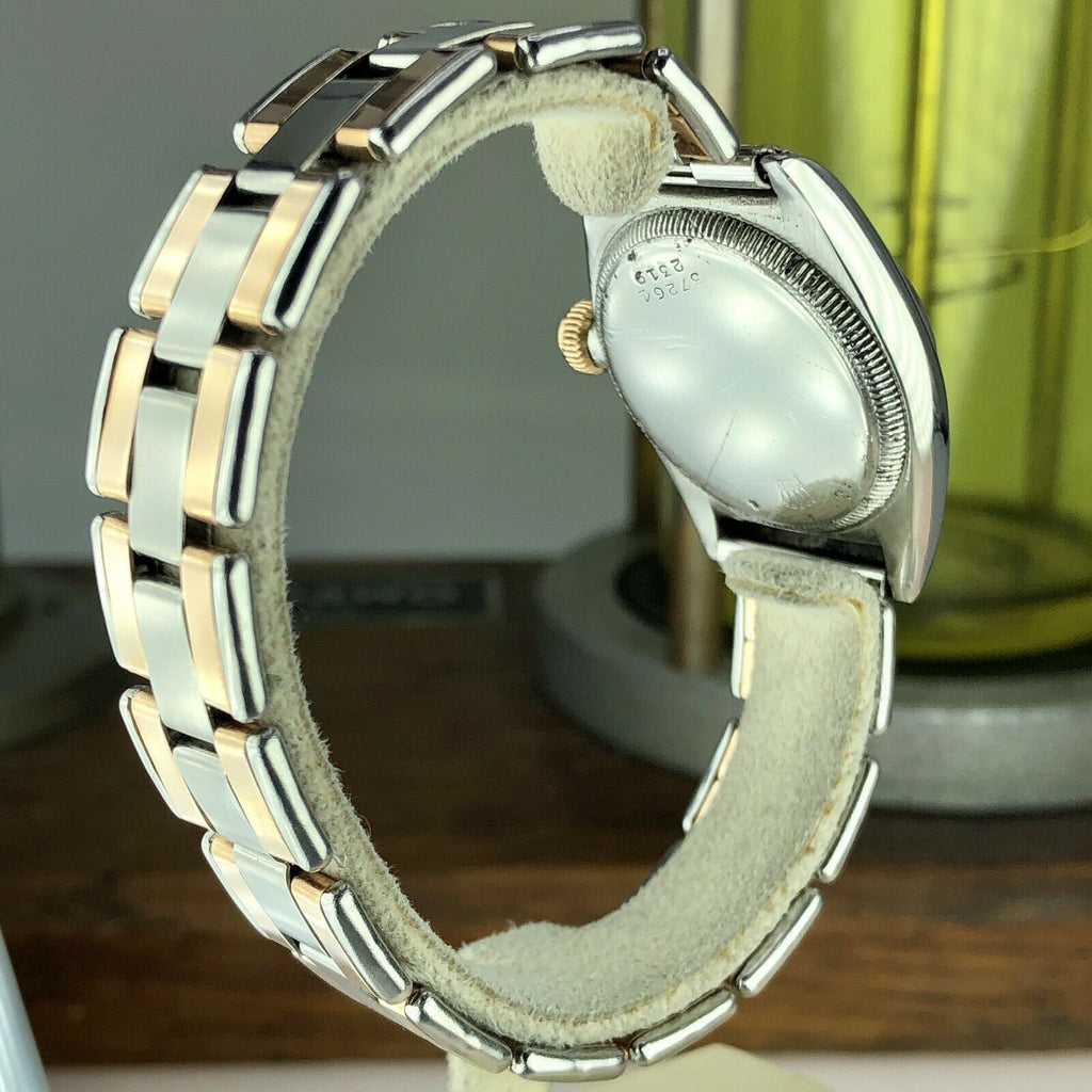 1930 Vintage Rolex 2319 Hooded Bubble Back Rose Gold & Steel Retailed By Mappin