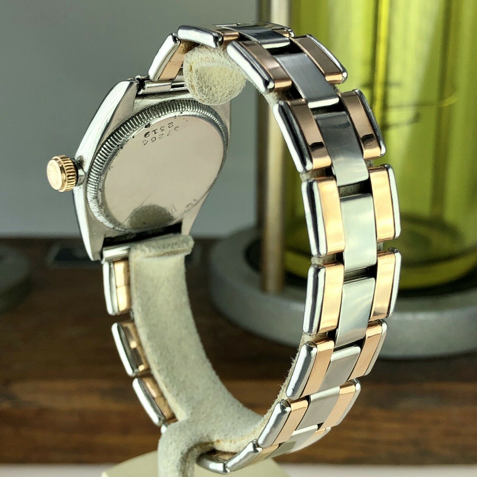 1930 Vintage Rolex 2319 Hooded Bubble Back Rose Gold & Steel Retailed By Mappin