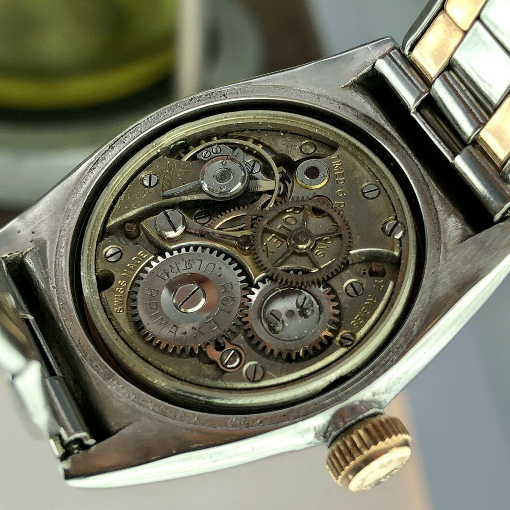 1930 Vintage Rolex 2319 Hooded Bubble Back Rose Gold & Steel Retailed By Mappin