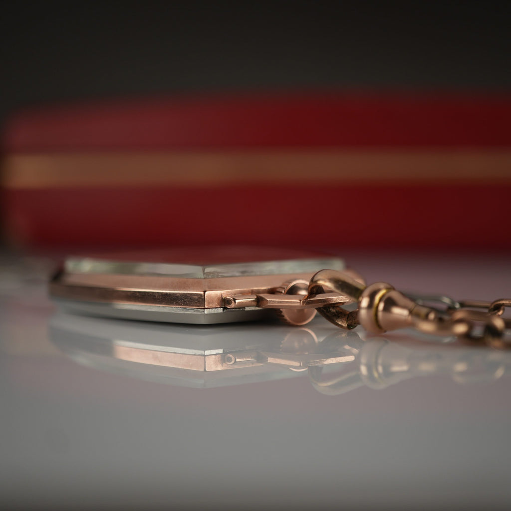 1938 Rolex 1645 Prince Imperial Doctor’s Rose Gold and Steel Pendant Watch Three Tone Dial “Especially Accurate” with Box and Chain