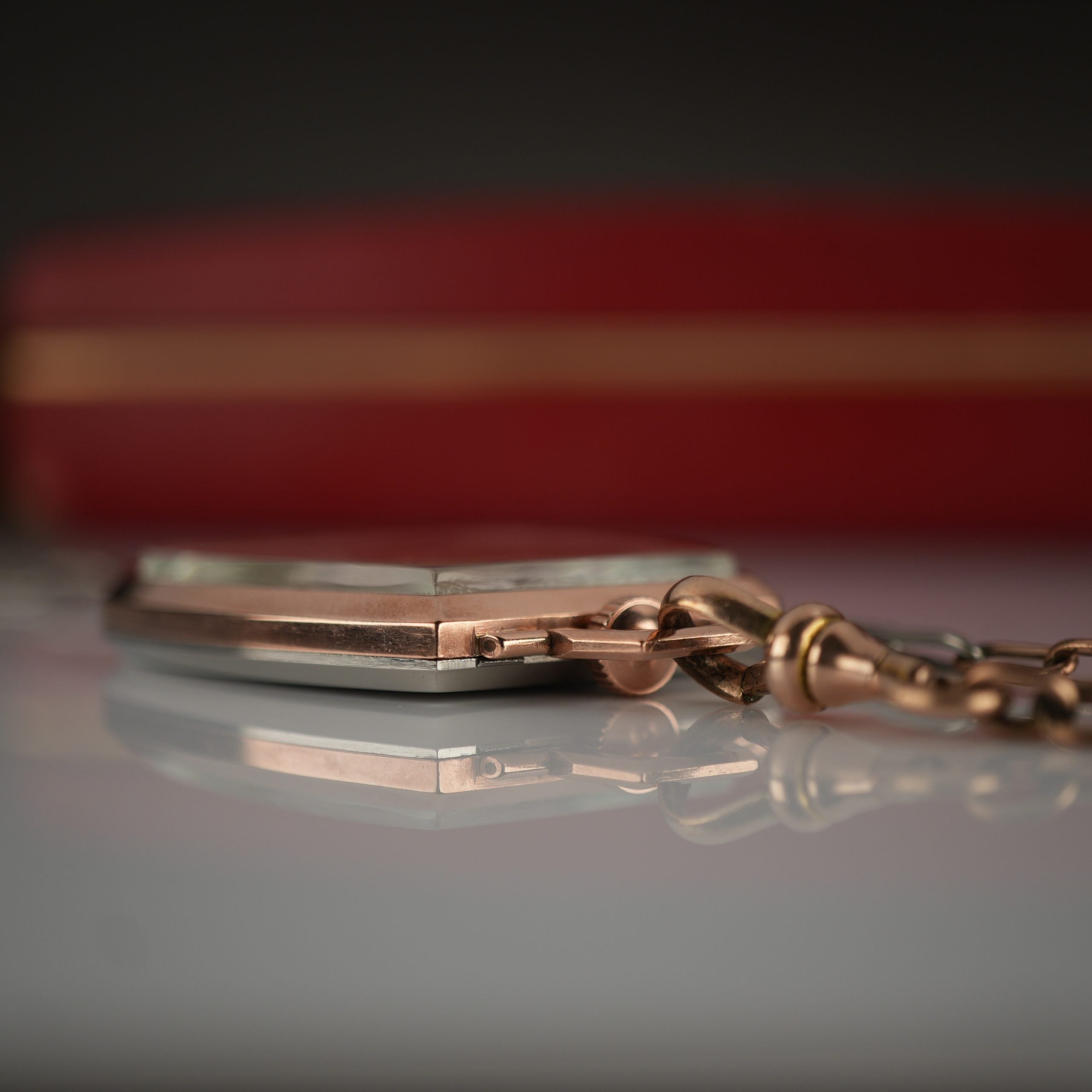 1938 Rolex 1645 Prince Imperial Doctor’s Rose Gold and Steel Pendant Watch Three Tone Dial “Especially Accurate” with Box and Chain