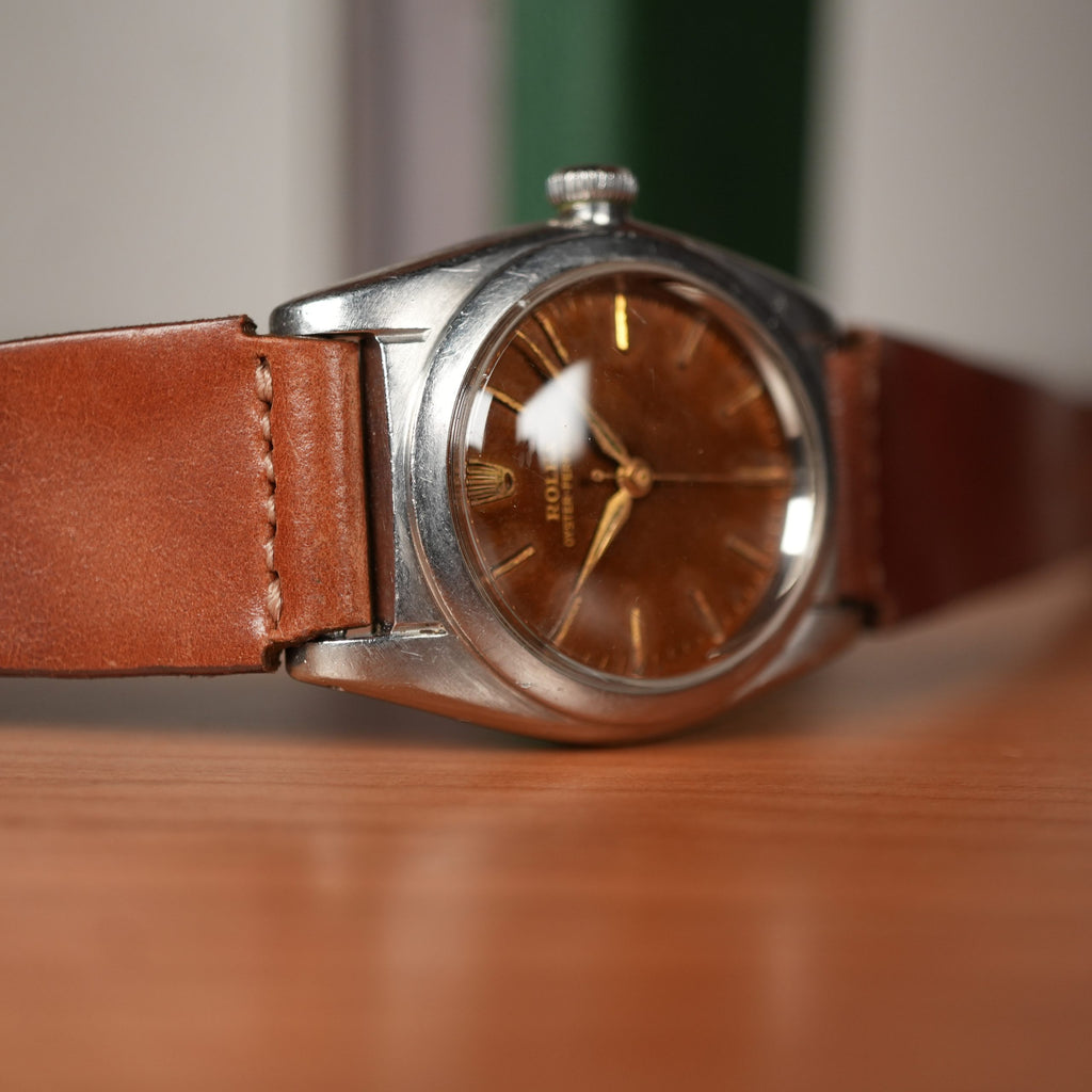 1941 Rolex Oyster Perpetual 2940 Bubbleback Full Tropical Brown Caramel Gilt Dial