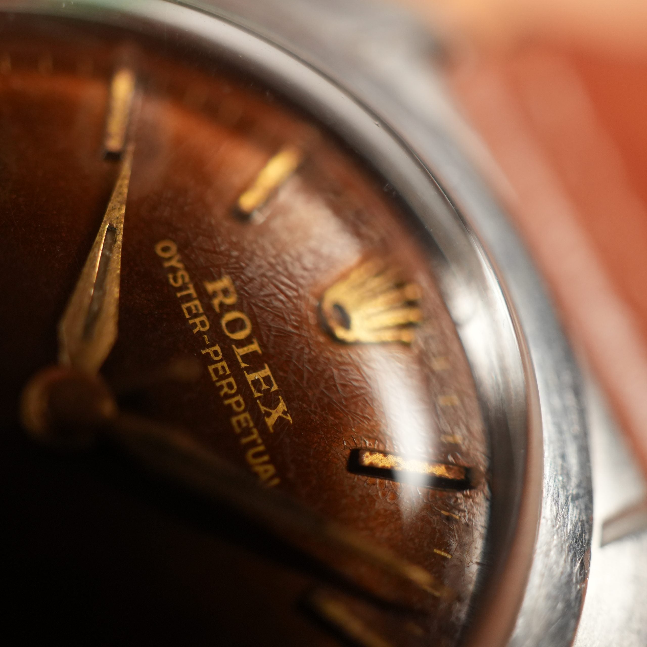 1941 Rolex Oyster Perpetual 2940 Bubbleback Full Tropical Brown Caramel Gilt Dial