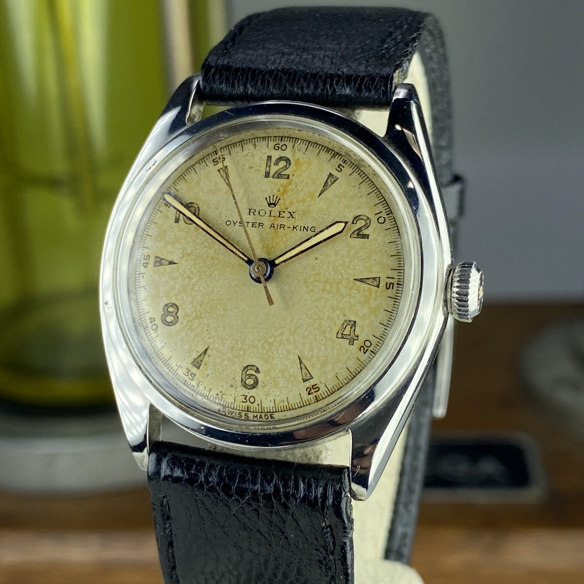 1946 Vintage Rolex Oyster Air-King 4365 First Generation Rhodium Dial