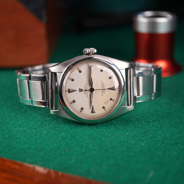 1950 Rolex Oyster Perpetual Bubble Back Ref 6050 with Original Gay Frères Stretch Rivet Bracelet