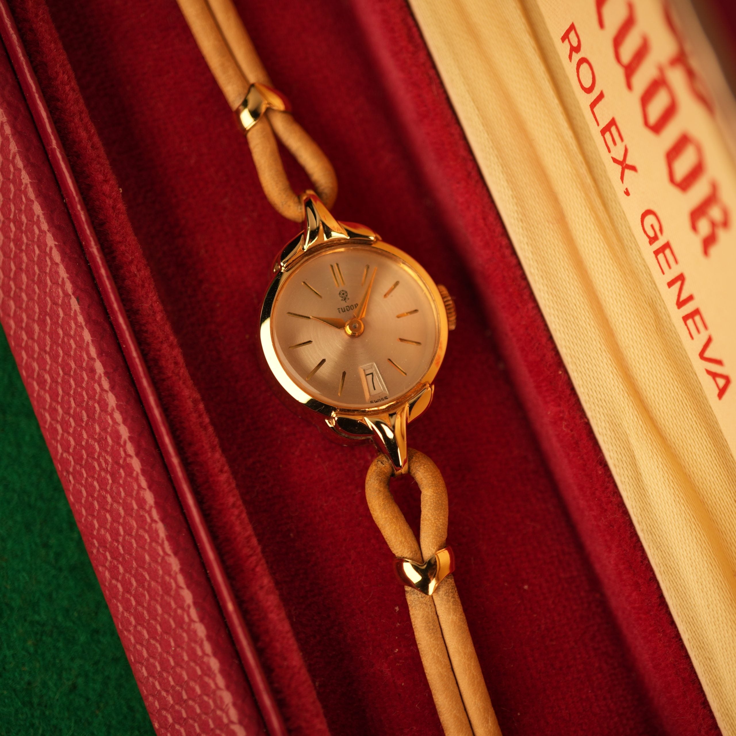 1950’s Rolex Tudor Ref. 577 Ladies Watch New Old Stock Manual Wind Gold Plated Original Box and Stickers