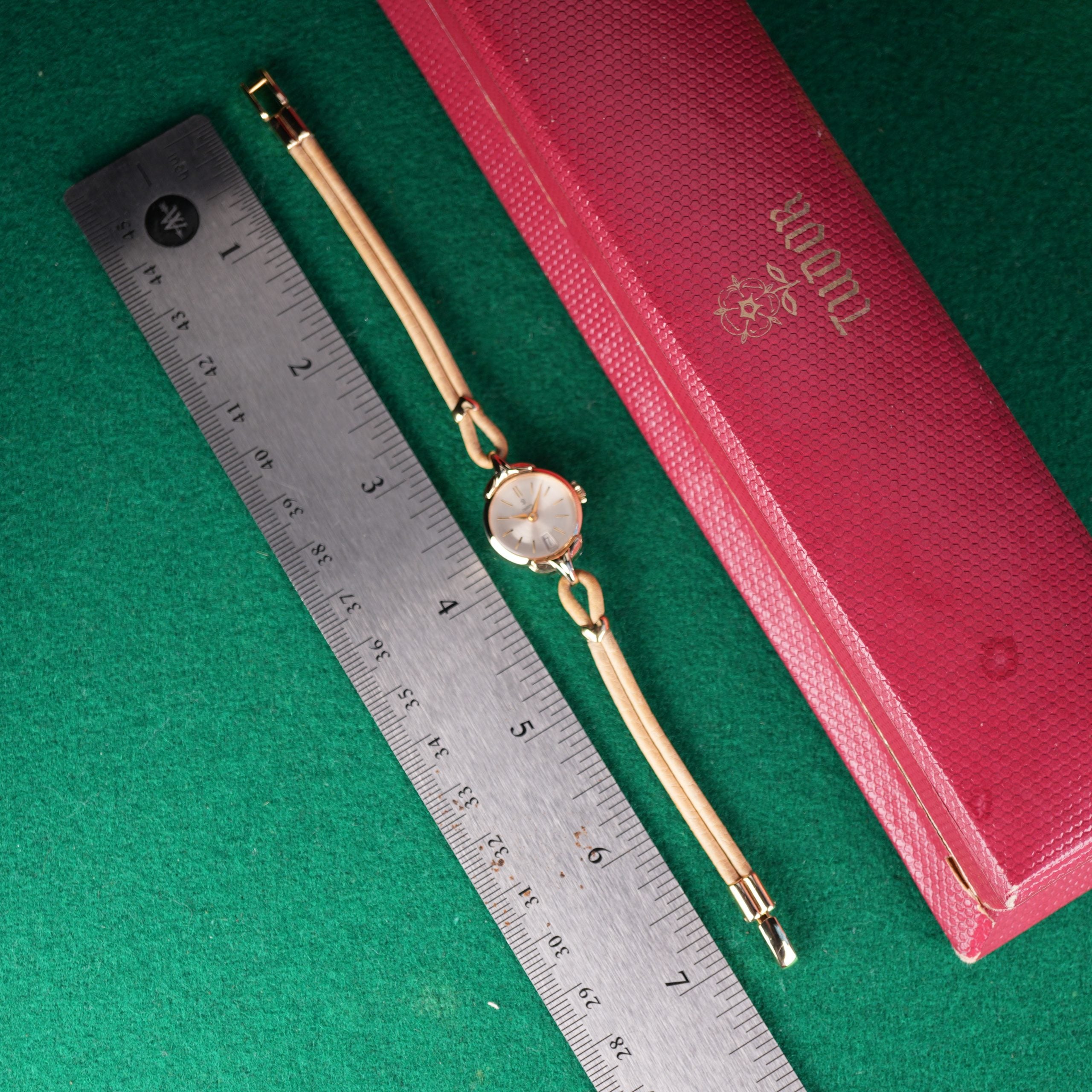 1950’s Rolex Tudor Ref. 577 Ladies Watch New Old Stock Manual Wind Gold Plated Original Box and Stickers