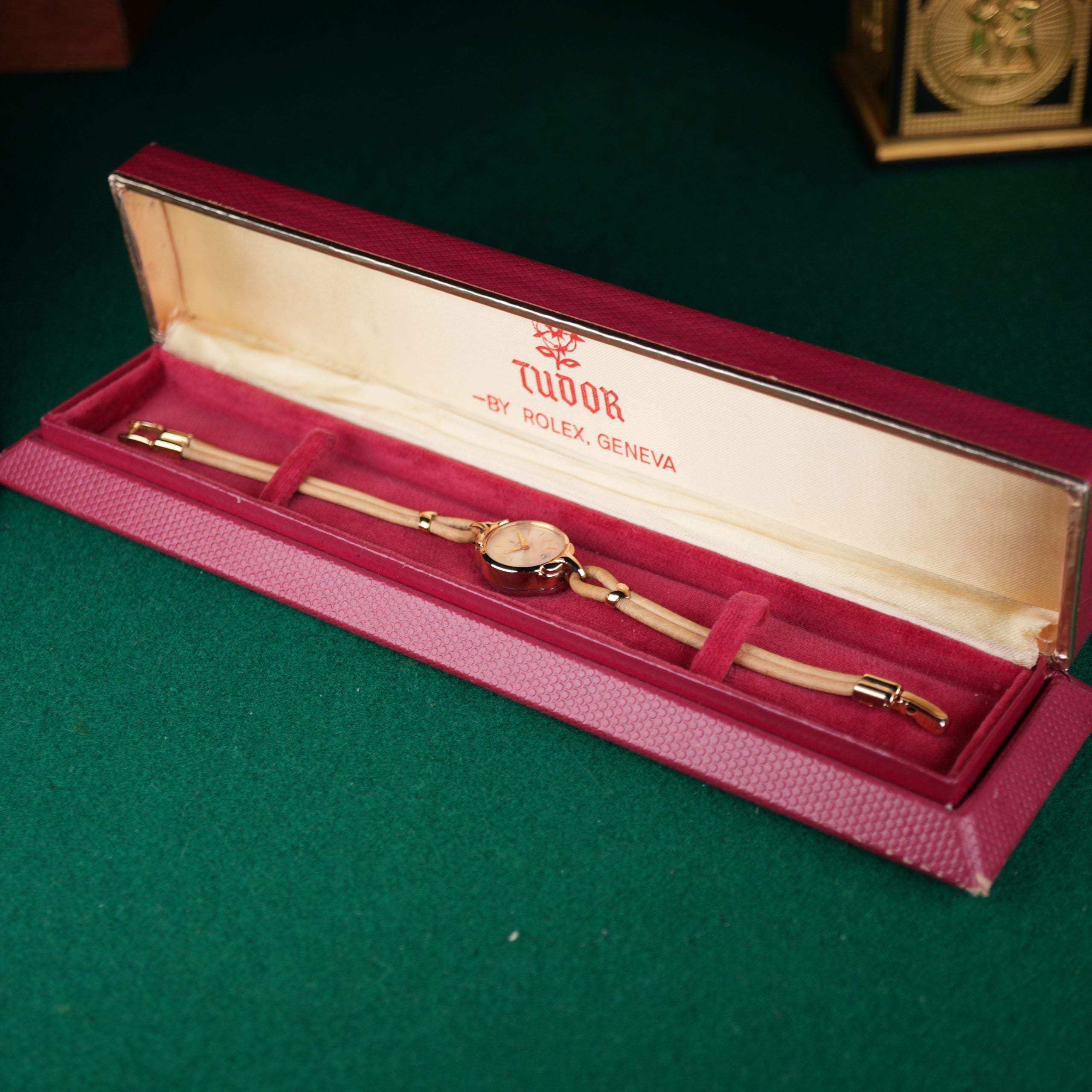 1950’s Rolex Tudor Ref. 577 Ladies Watch New Old Stock Manual Wind Gold Plated Original Box and Stickers