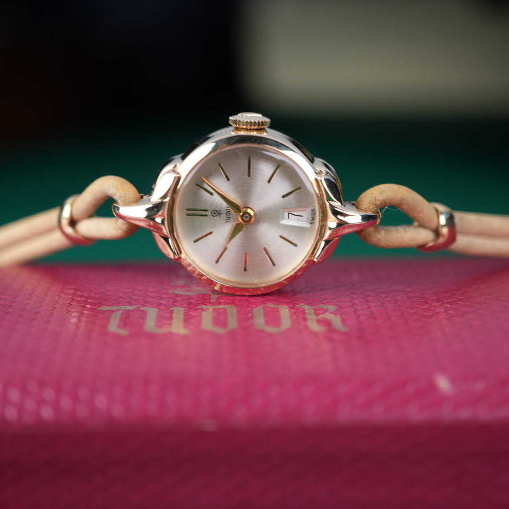 1950’s Rolex Tudor Ref. 577 Ladies Watch New Old Stock Manual Wind Gold Plated Original Box and Stickers