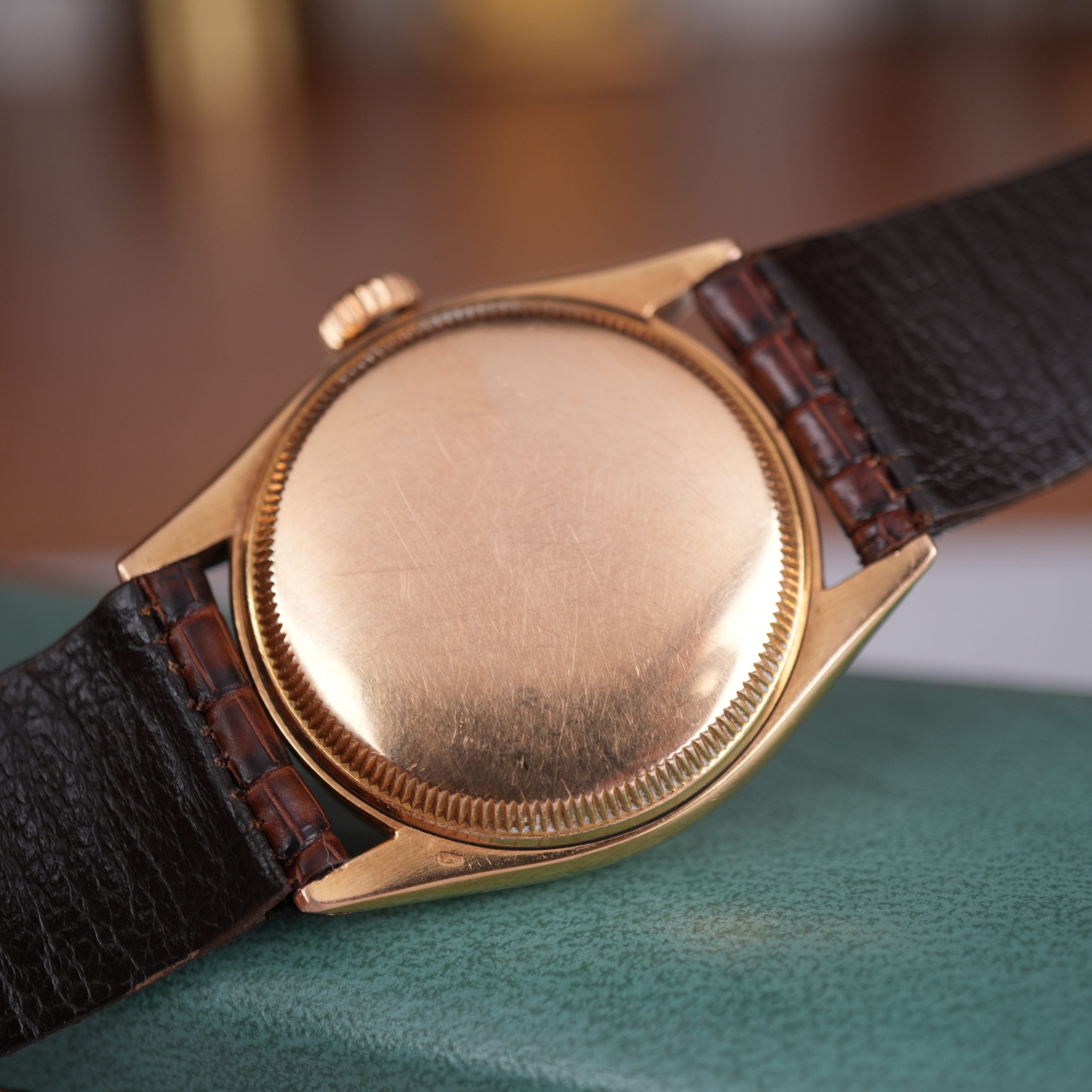 1951 Rolex Oyster Perpetual 6085 Rose Gold Red Officially Honeycomb Dial Unpolished