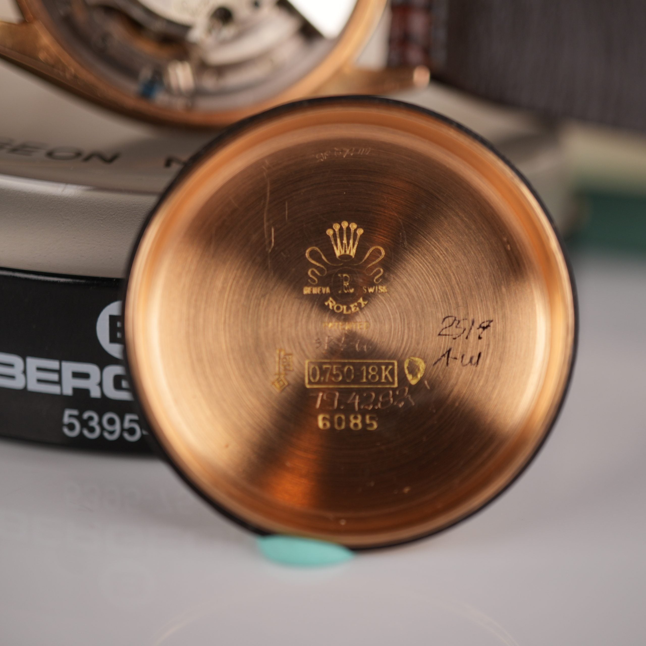 1951 Rolex Oyster Perpetual 6085 Rose Gold Red Officially Honeycomb Dial Unpolished