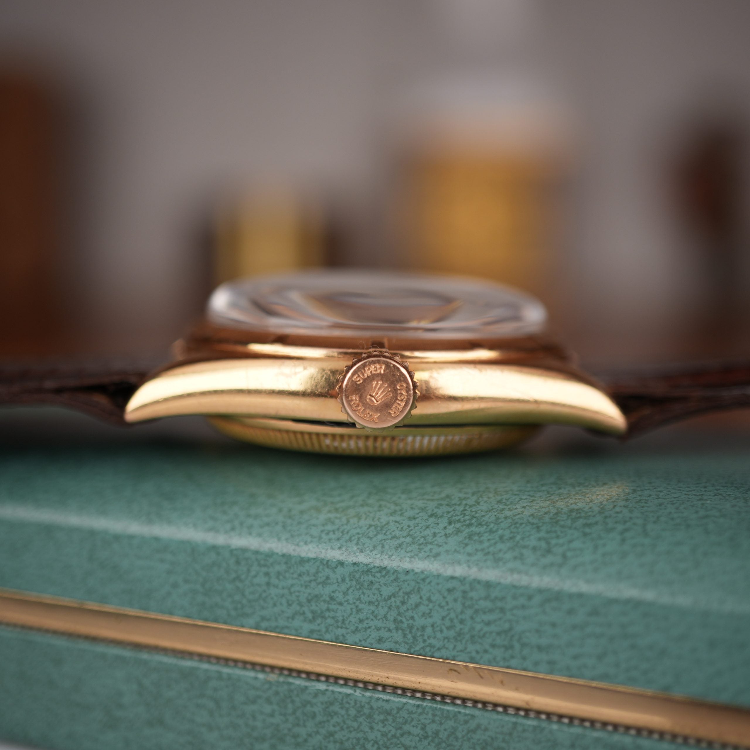 1951 Rolex Oyster Perpetual 6085 Rose Gold Red Officially Honeycomb Dial Unpolished