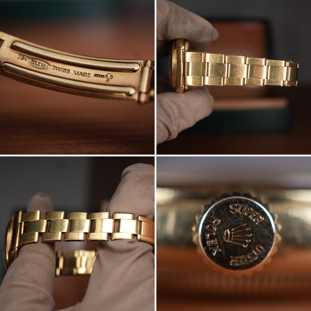 1952 Rolex Oyster Perpetual 6085 Red Officially Certified 18k Yellow Gold Expandable Bracelet
