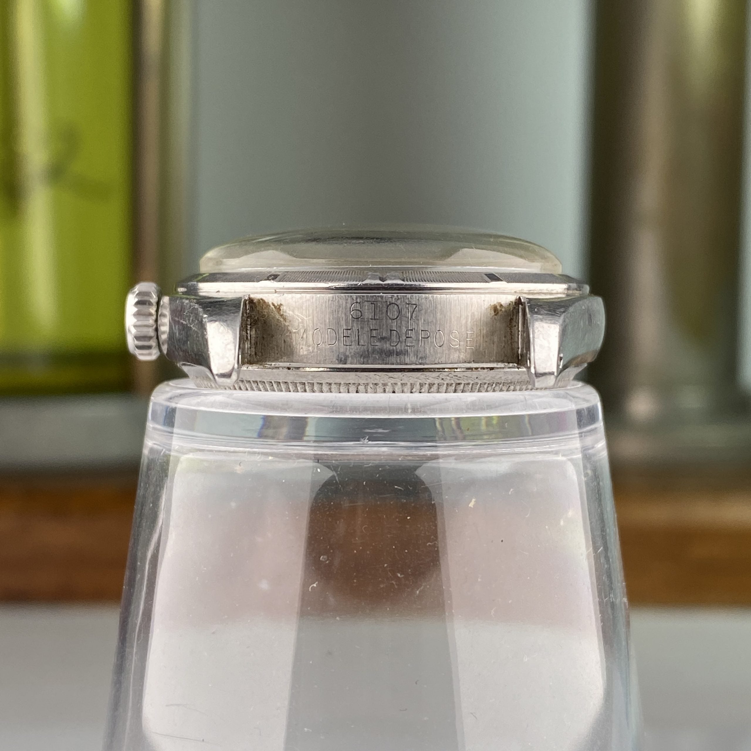 1952 Vintage Rolex Oyster Perpetual 6107 Big Bubble back Waffle teardrop Rare Dial