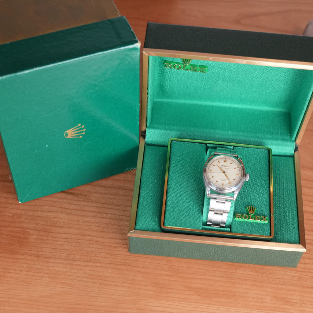 1953 Rolex Oyster Perpetual 6084 Very Early Production with Rare Diamond Shaped Marker Radium Factory Dial