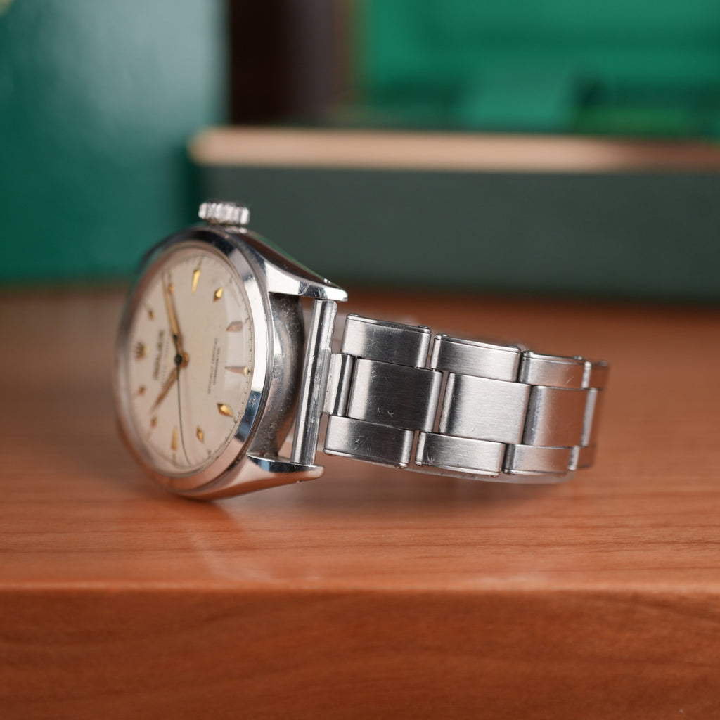 1953 Rolex Oyster Perpetual 6084 Very Early Production with Rare Diamond Shaped Marker Radium Factory Dial