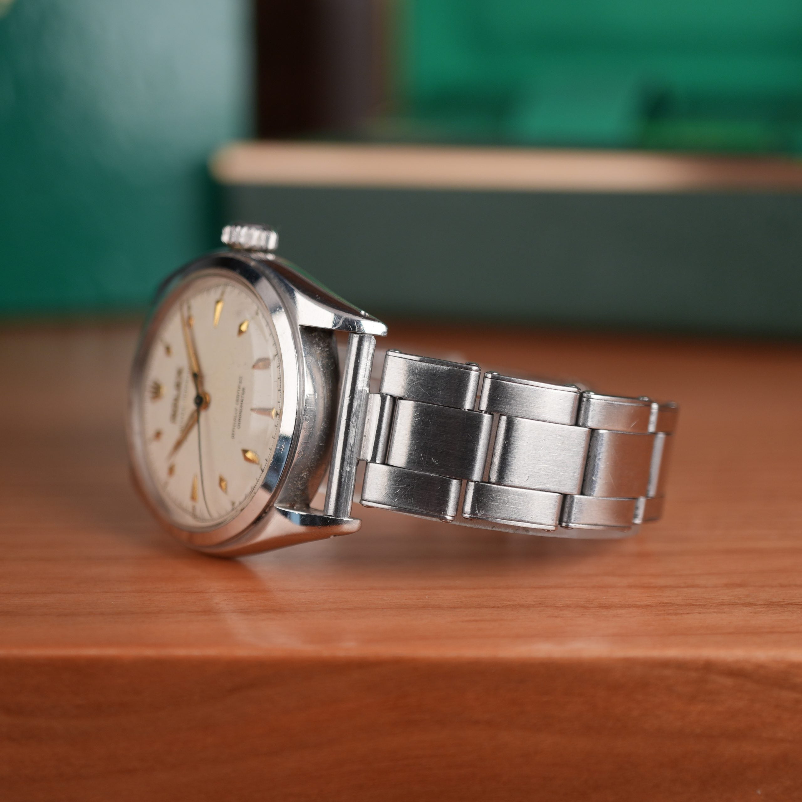 1953 Rolex Oyster Perpetual 6084 Very Early Production with Rare Diamond Shaped Marker Radium Factory Dial