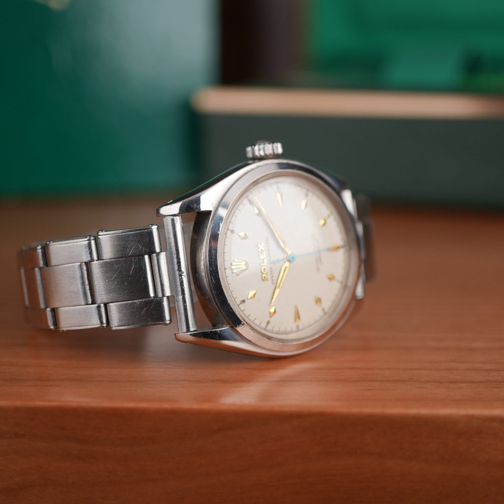 1953 Rolex Oyster Perpetual 6084 Very Early Production with Rare Diamond Shaped Marker Radium Factory Dial