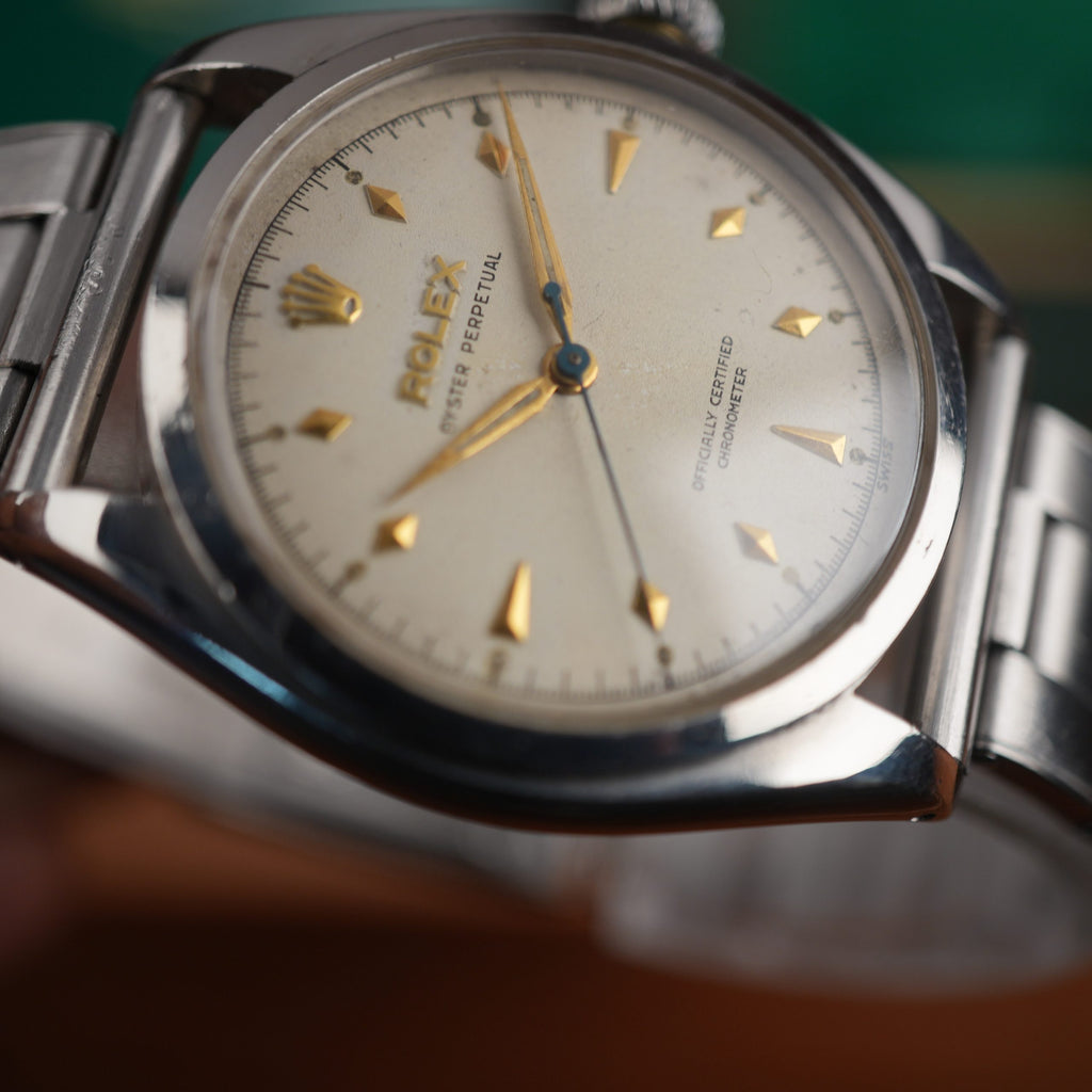 1953 Rolex Oyster Perpetual 6084 Very Early Production with Rare Diamond Shaped Marker Radium Factory Dial