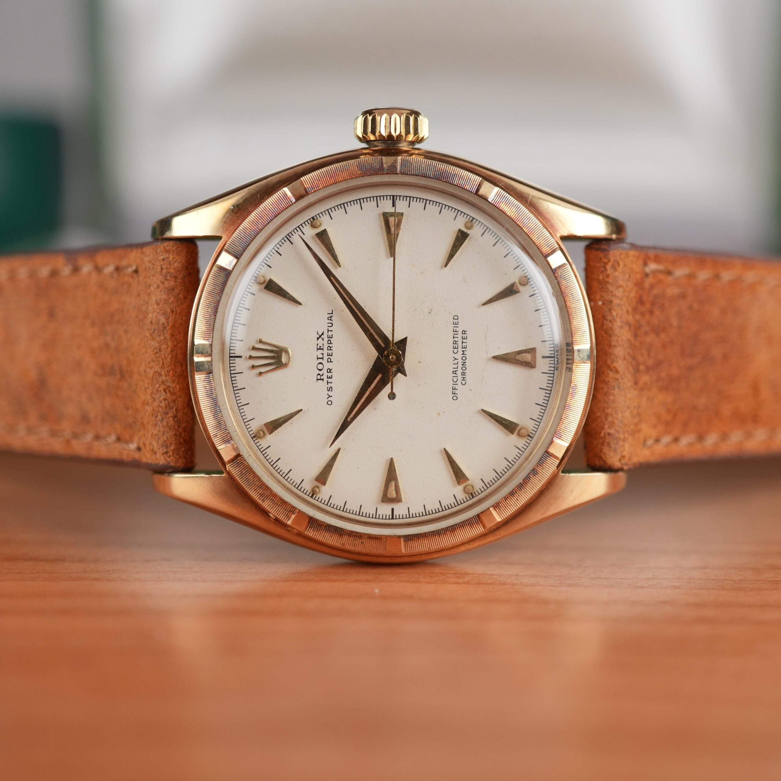 1953 Rolex Oyster Perpetual 6085 14k Yellow Gold Unpolished With Box