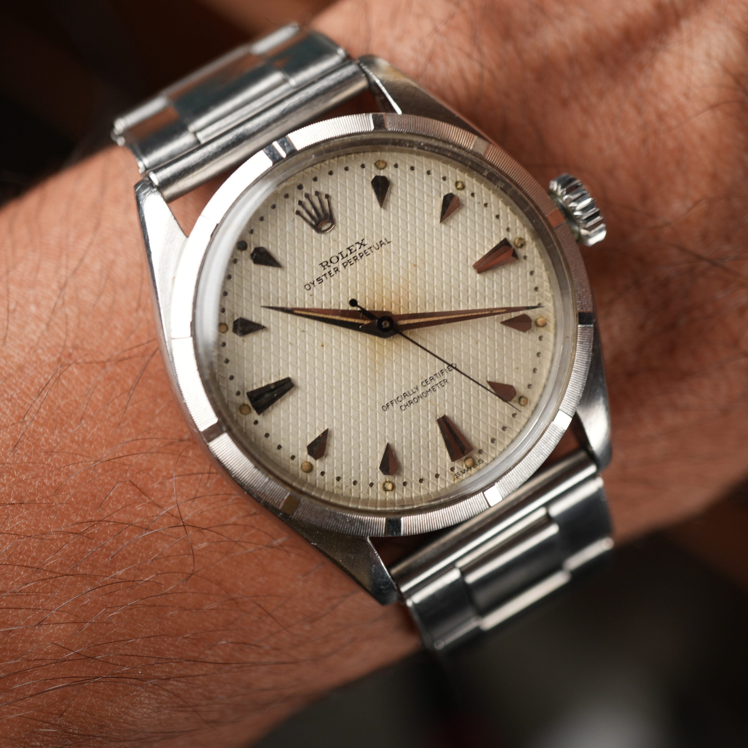 1953 Rolex Oyster Perpetual 6285 Unpolished Waffle Dial US Army Provenance Box and papers Gifted by Shah Of Iran