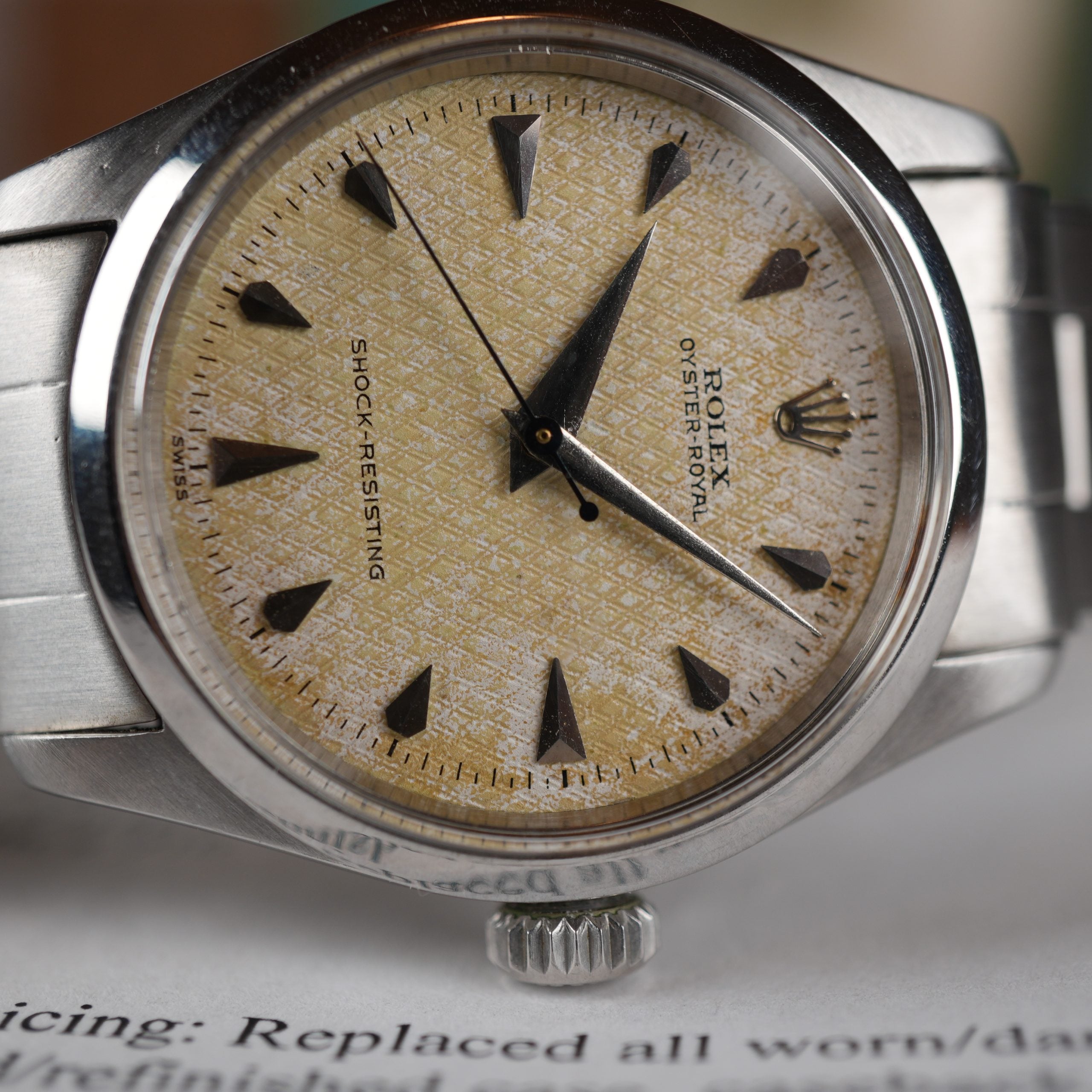 1953 Rolex Oyster Royal 6244 with Rare Honeycomb Dial and Arrowhead Markers