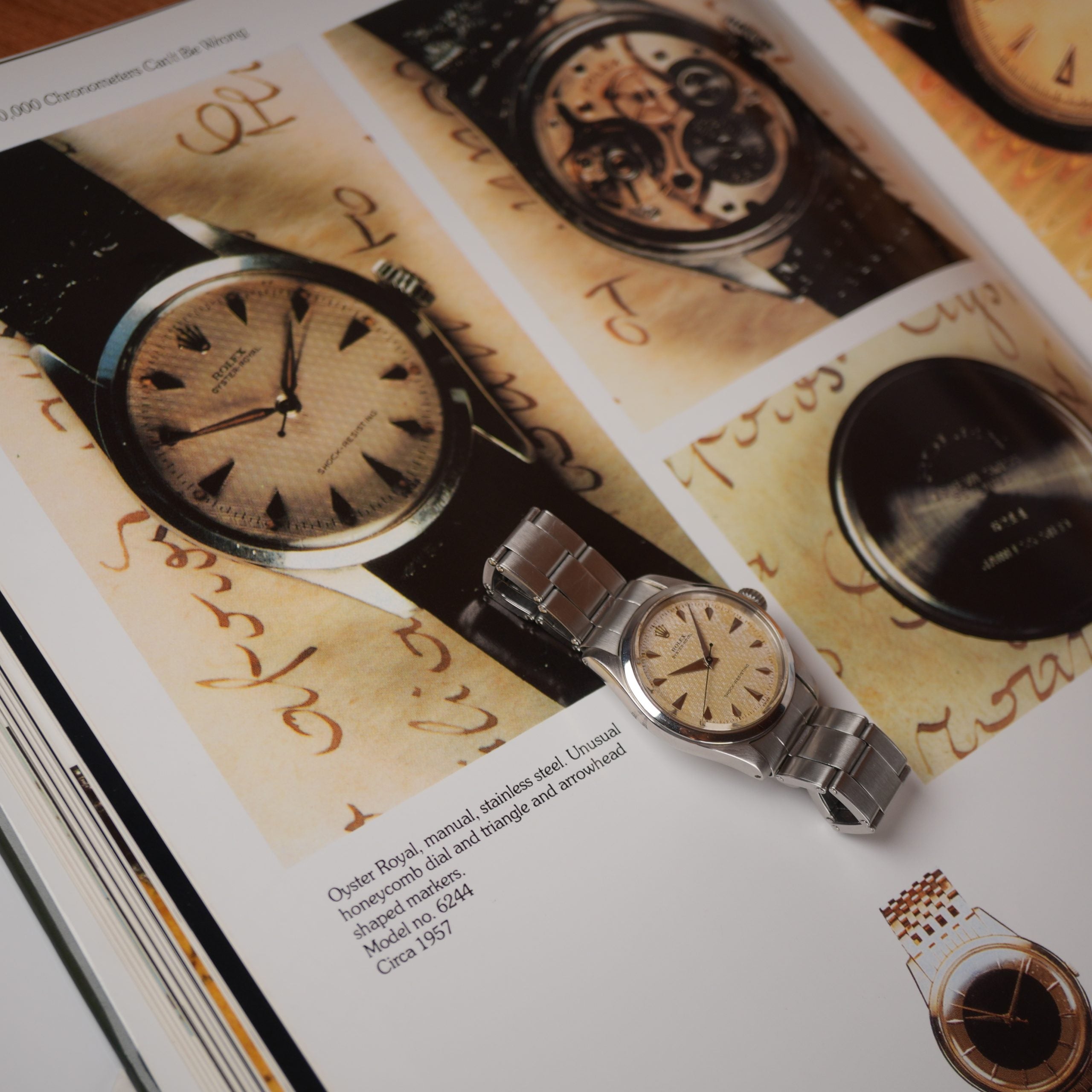 1953 Rolex Oyster Royal 6244 with Rare Honeycomb Dial and Arrowhead Markers