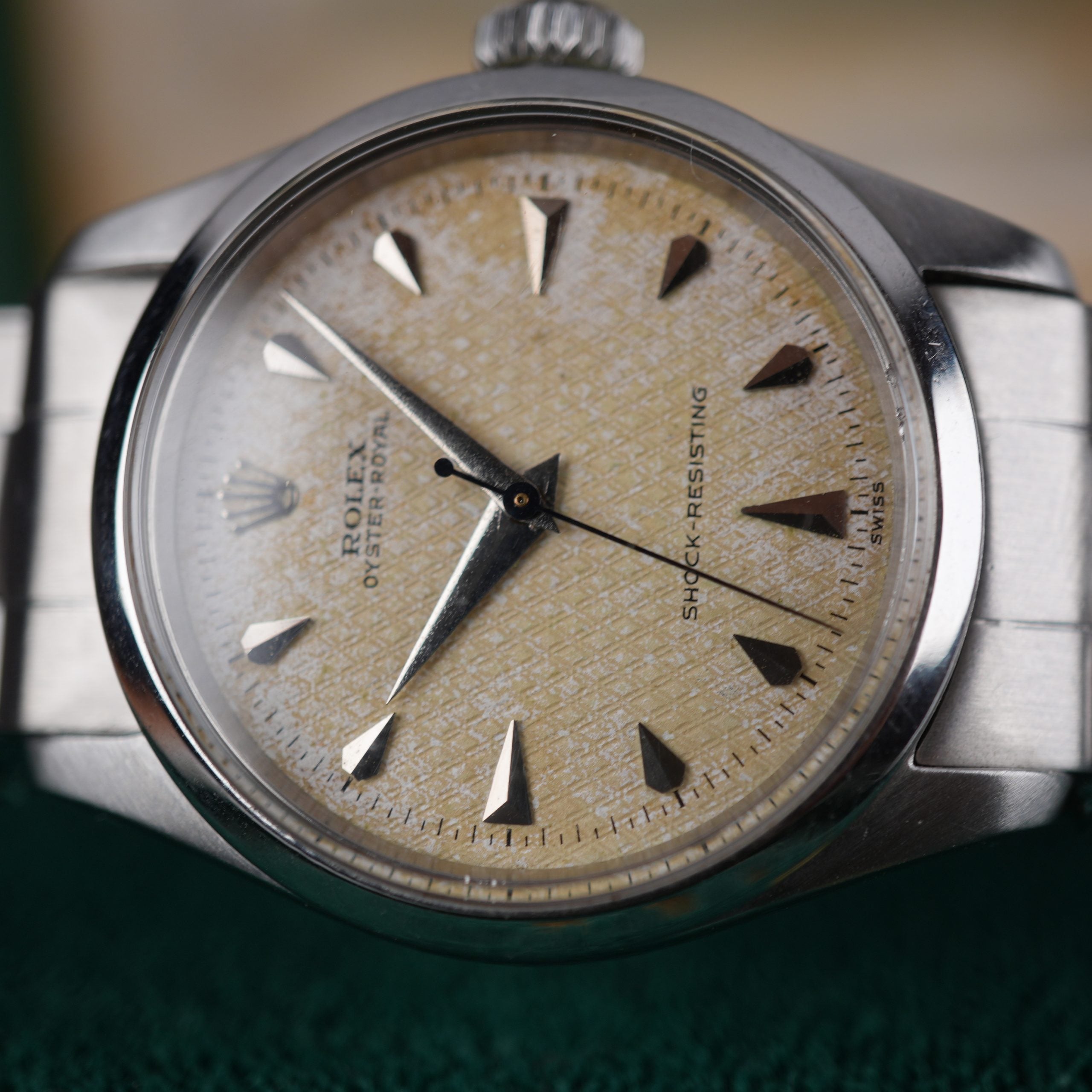 1953 Rolex Oyster Royal 6244 with Rare Honeycomb Dial and Arrowhead Markers