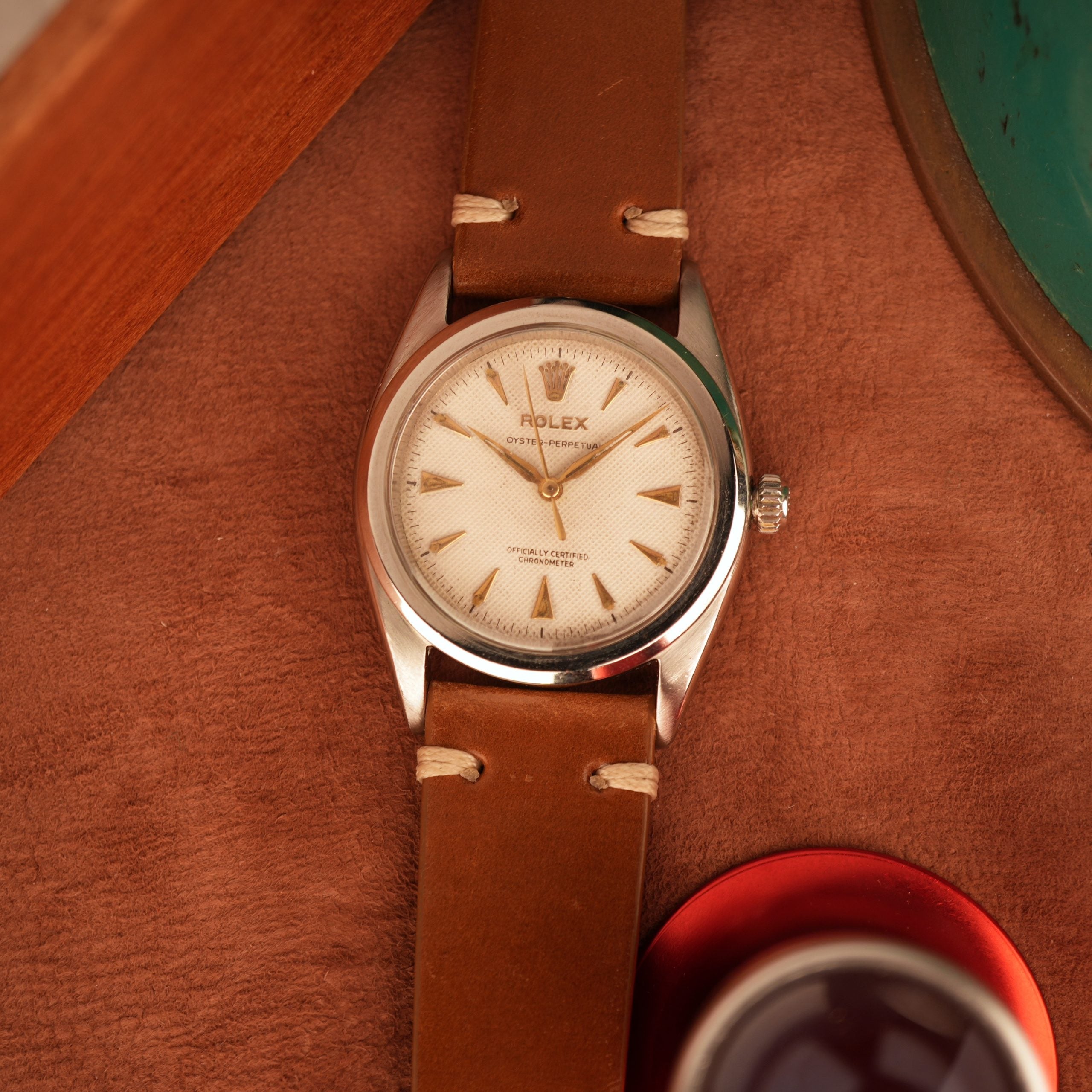 1953 Rolex Oyster Perpetual 6206/84 Waffle Dial Flat Bezel 36mm