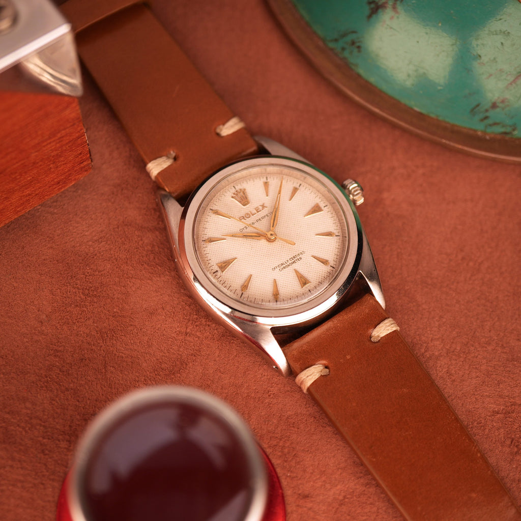 1953 Rolex Oyster Perpetual 6206/84 Waffle Dial Flat Bezel 36mm