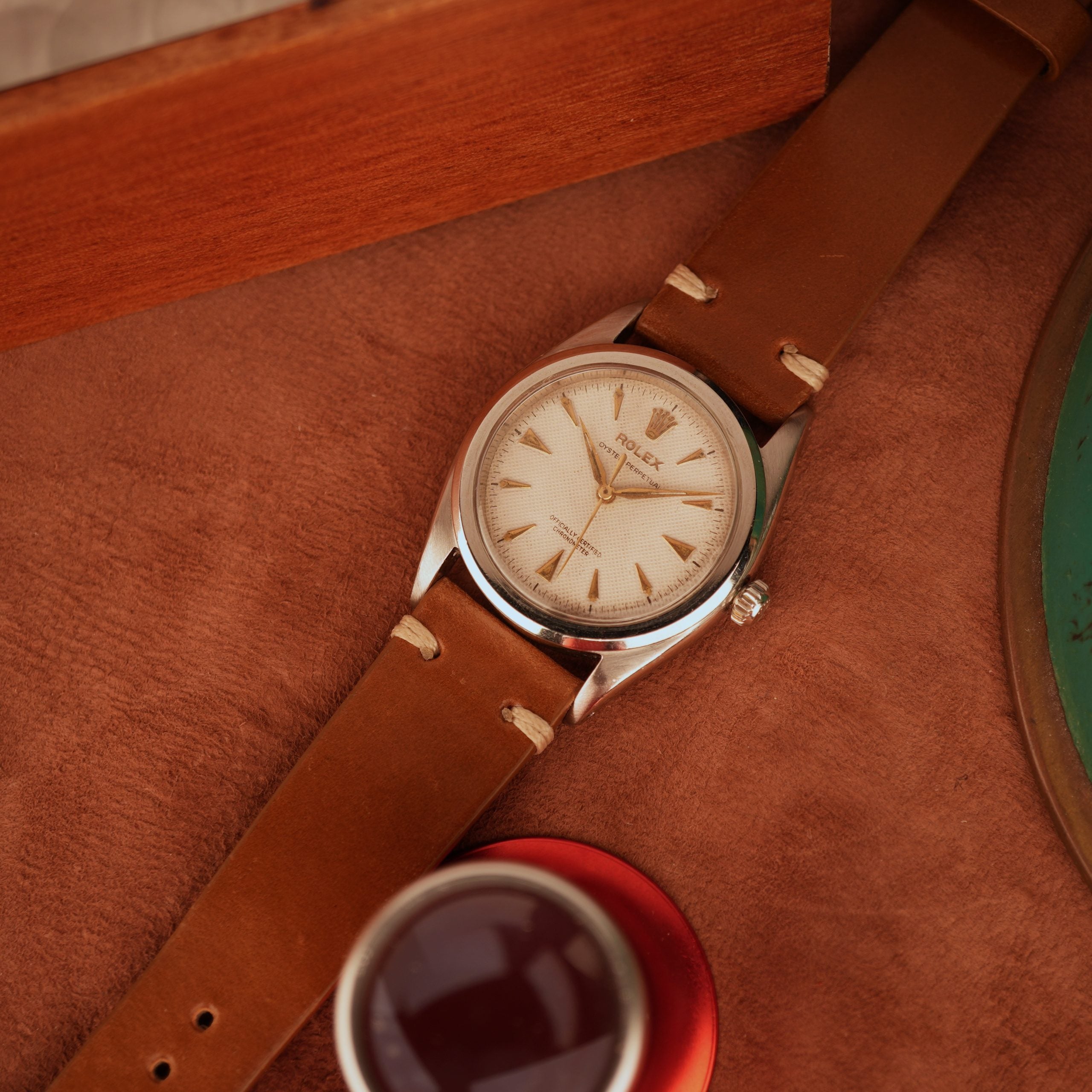 1953 Rolex Oyster Perpetual 6206/84 Waffle Dial Flat Bezel 36mm