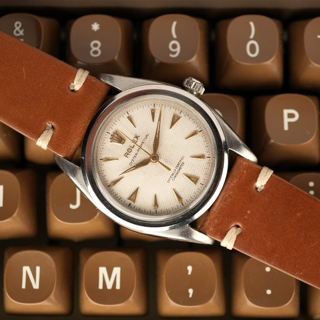 1953 Rolex Oyster Perpetual 6206/84 Waffle Dial Flat Bezel 36mm