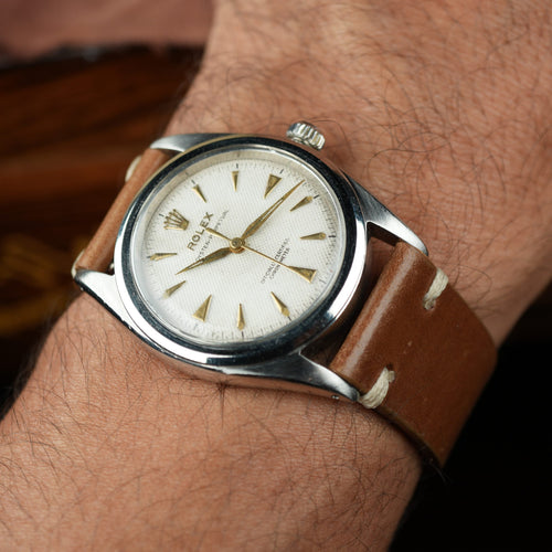 1953 Rolex Oyster Perpetual 6206/84 Waffle Dial Flat Bezel 36mm