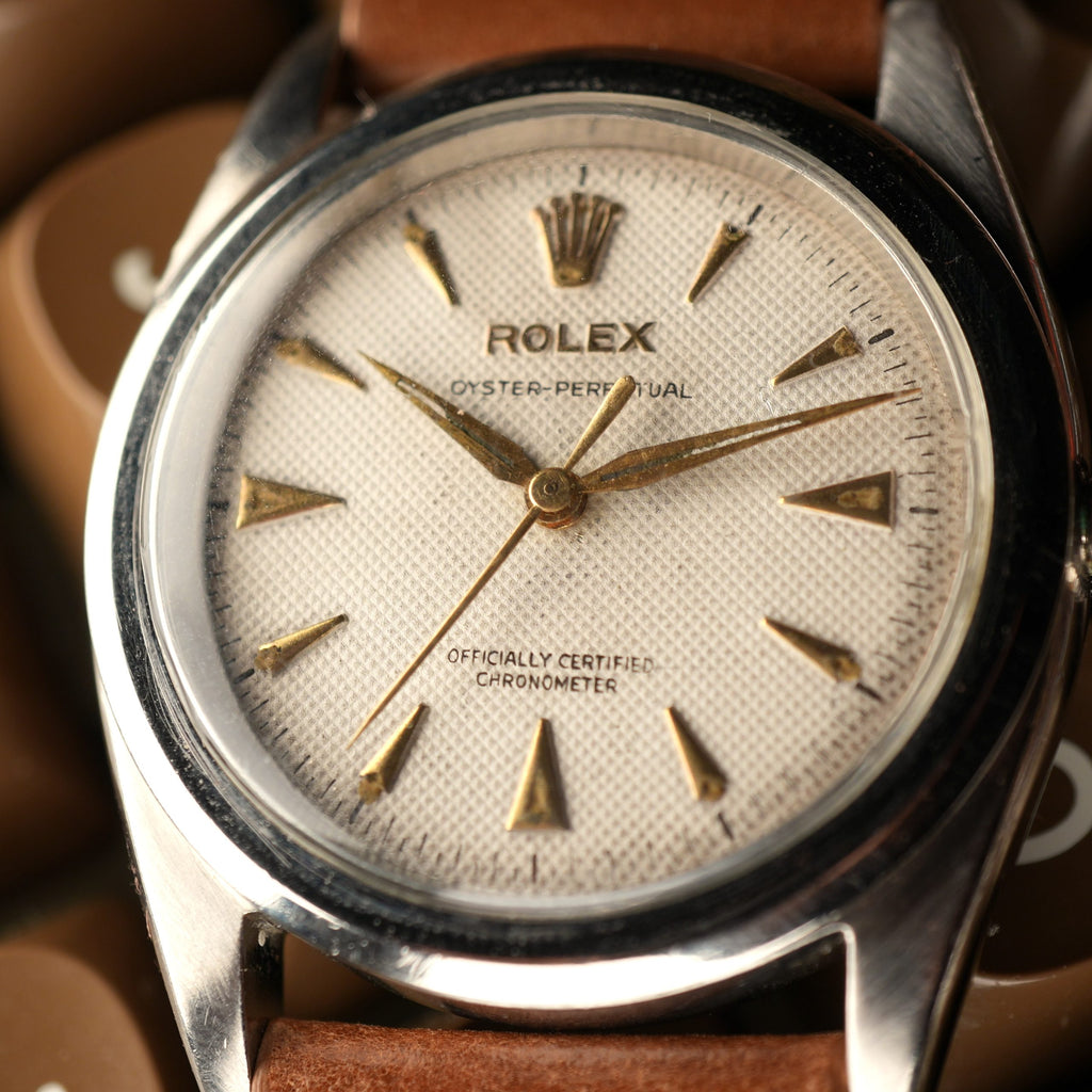 1953 Rolex Oyster Perpetual 6206/84 Waffle Dial Flat Bezel 36mm