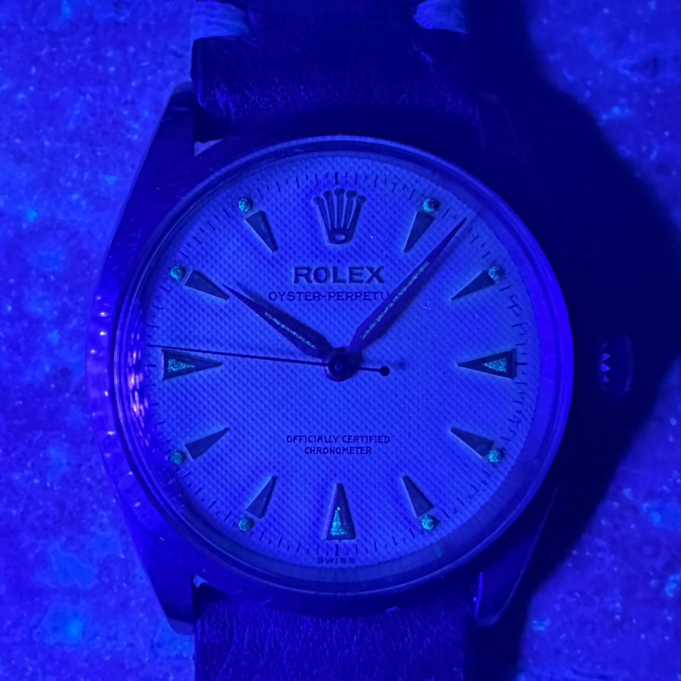 1954 Rolex Oyster Perpetual 6284 With Perfect Radium Honeycomb Dial