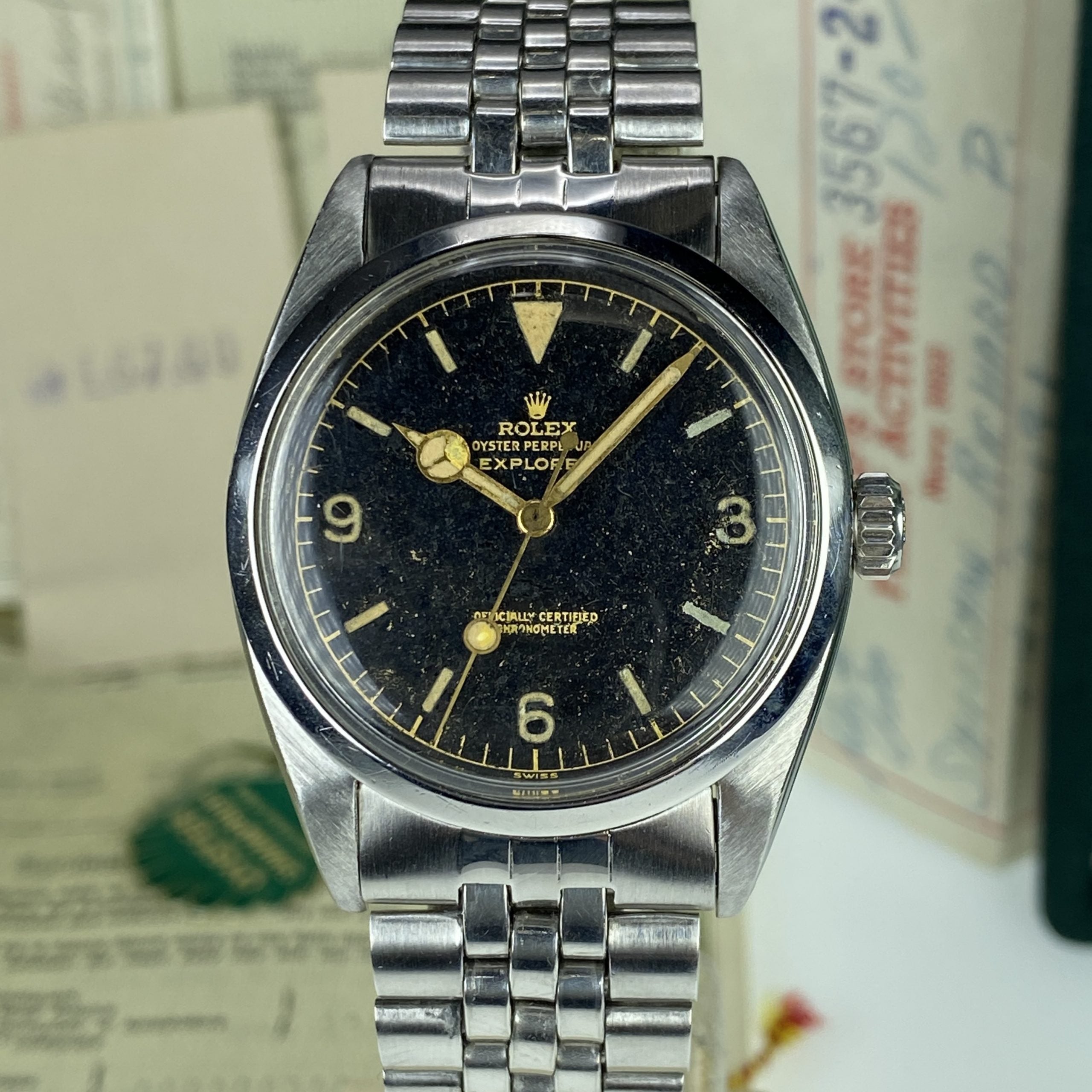 1956 Vintage Rolex Explorer 6610 Gilt Dial with Box & Papers Complete Set