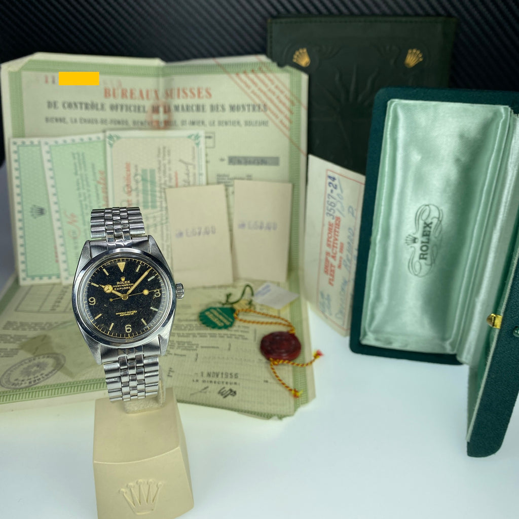 1956 Vintage Rolex Explorer 6610 Gilt Dial with Box & Papers Complete Set