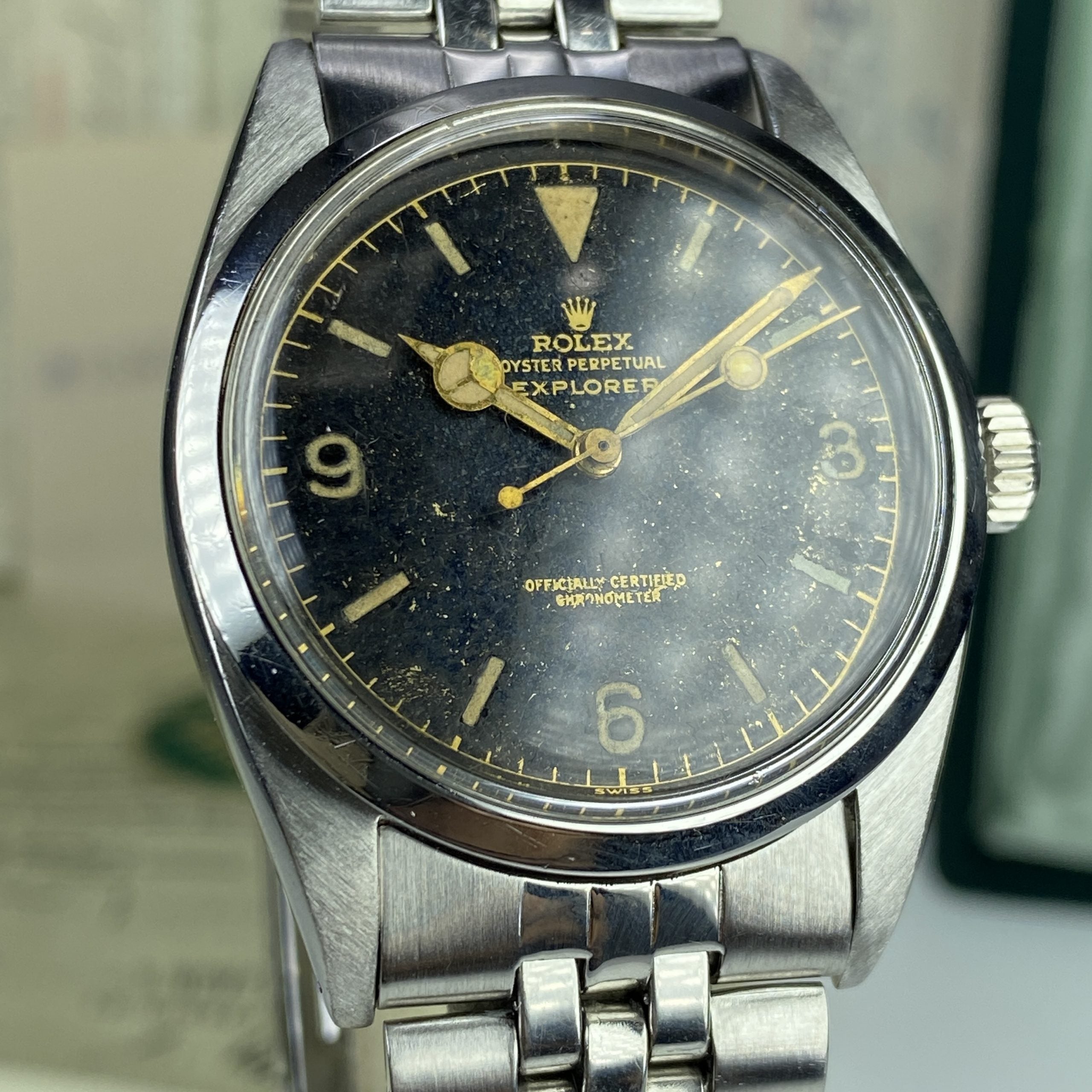 1956 Vintage Rolex Explorer 6610 Gilt Dial with Box & Papers Complete Set
