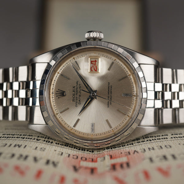 1957 Rolex Datejust 6605 Stainless Steel Pie Pan Dial with Roulette Date Wheel Full Set with Rare Box & Papers