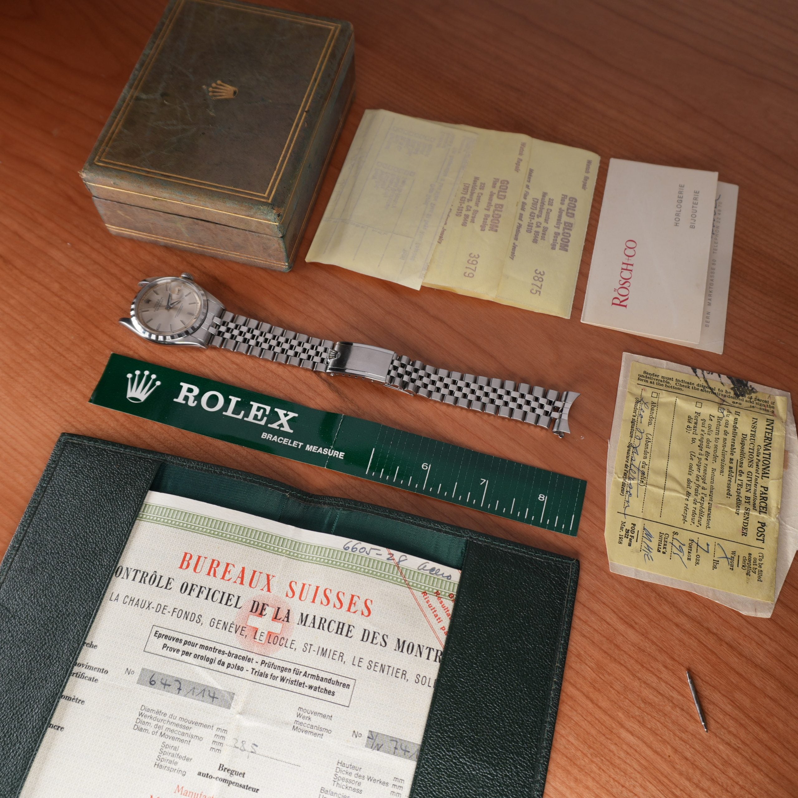 1957 Rolex Datejust 6605 Stainless Steel Pie Pan Dial with Roulette Date Wheel Full Set with Rare Box & Papers