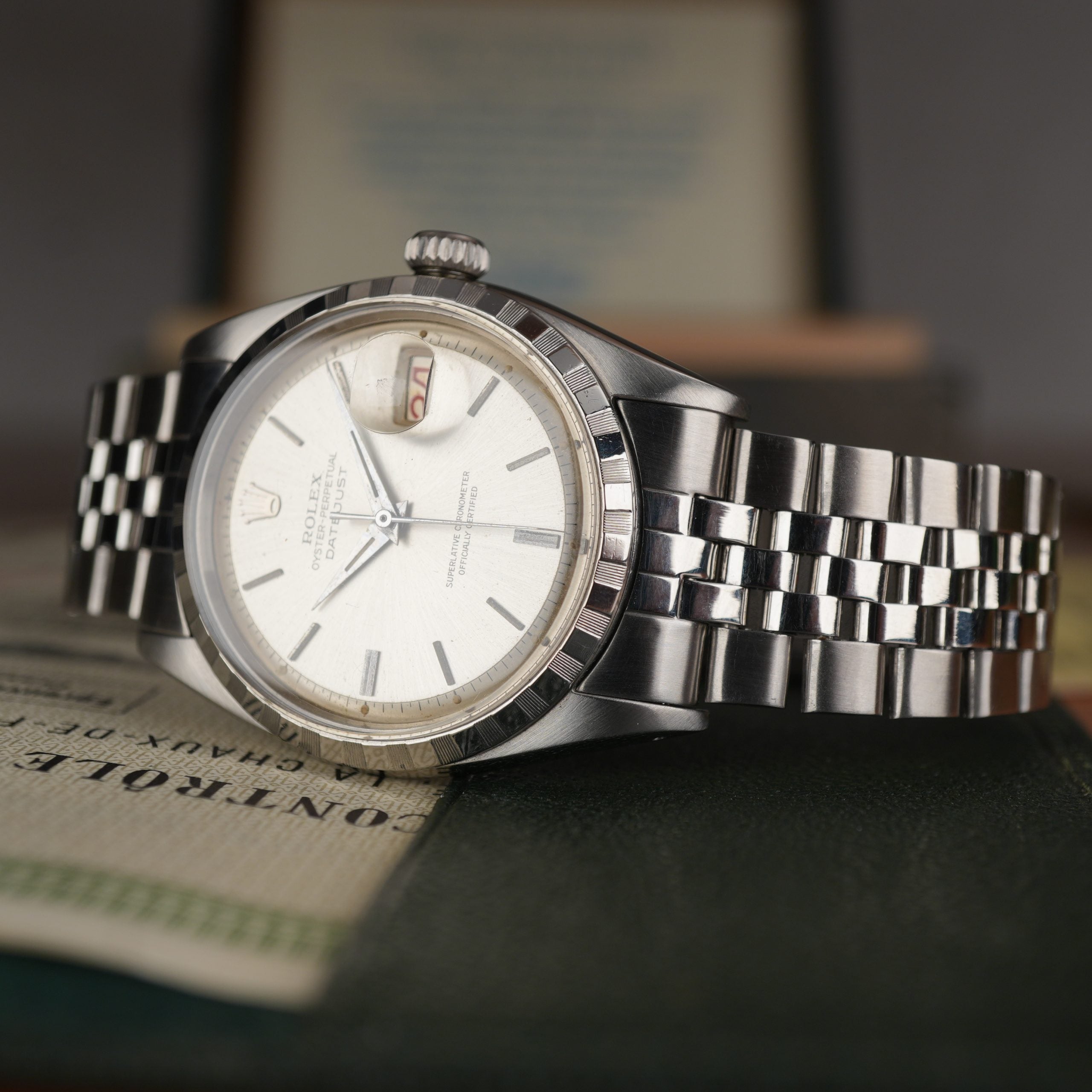 1957 Rolex Datejust 6605 Stainless Steel Pie Pan Dial with Roulette Date Wheel Full Set with Rare Box & Papers