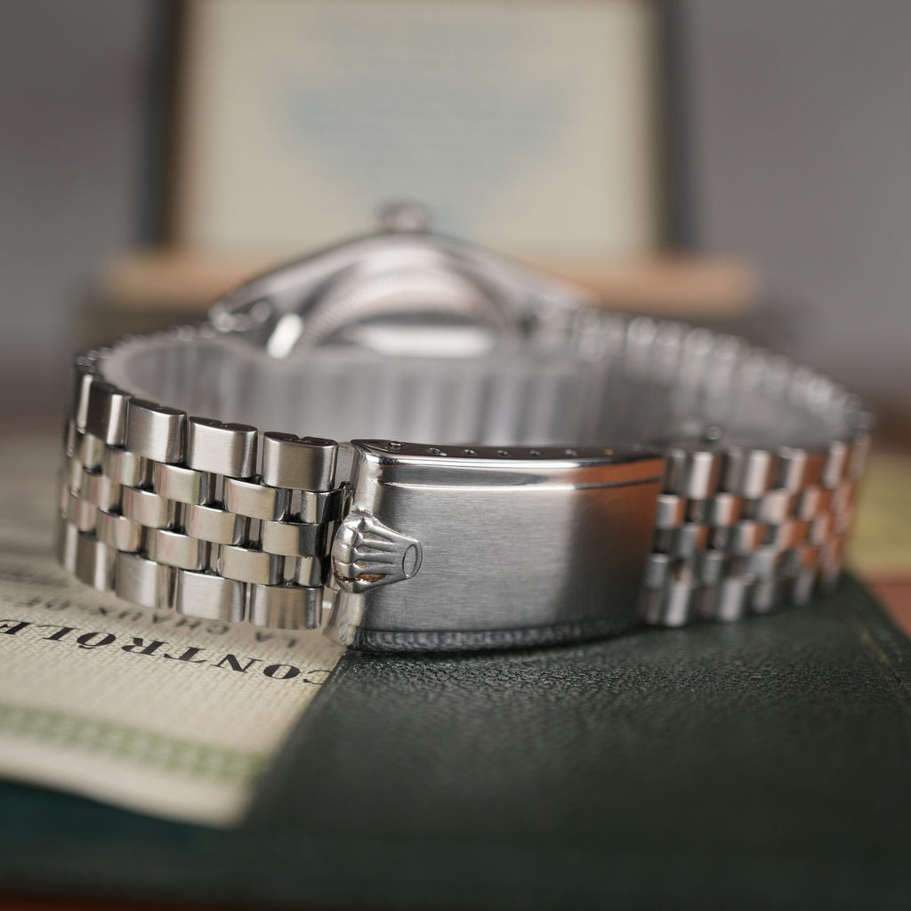 1957 Rolex Datejust 6605 Stainless Steel Pie Pan Dial with Roulette Date Wheel Full Set with Rare Box & Papers
