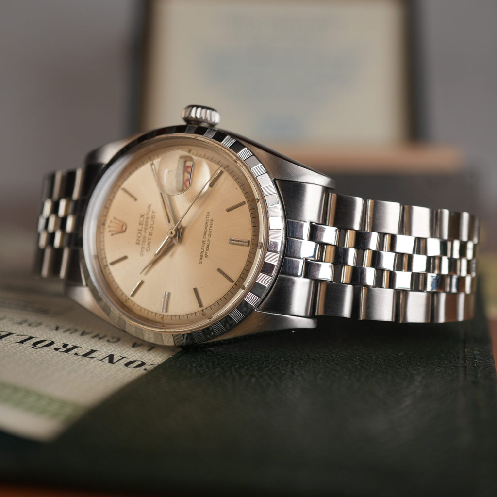 1957 Rolex Datejust 6605 Stainless Steel Pie Pan Dial with Roulette Date Wheel Full Set with Rare Box & Papers