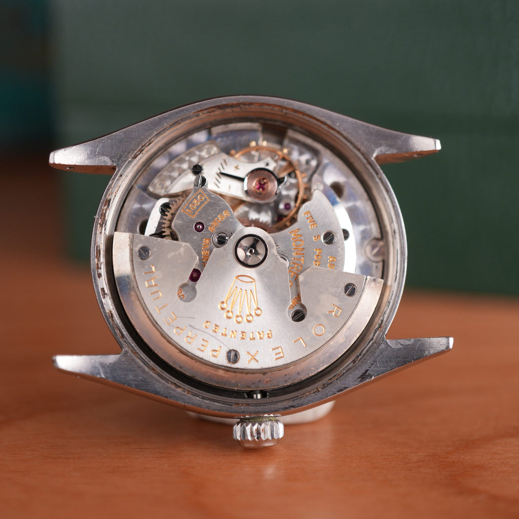1957 Rolex Oyster Perpetual 6564 Explorer Honeycomb Radium Waffle Dial 34mm with Box